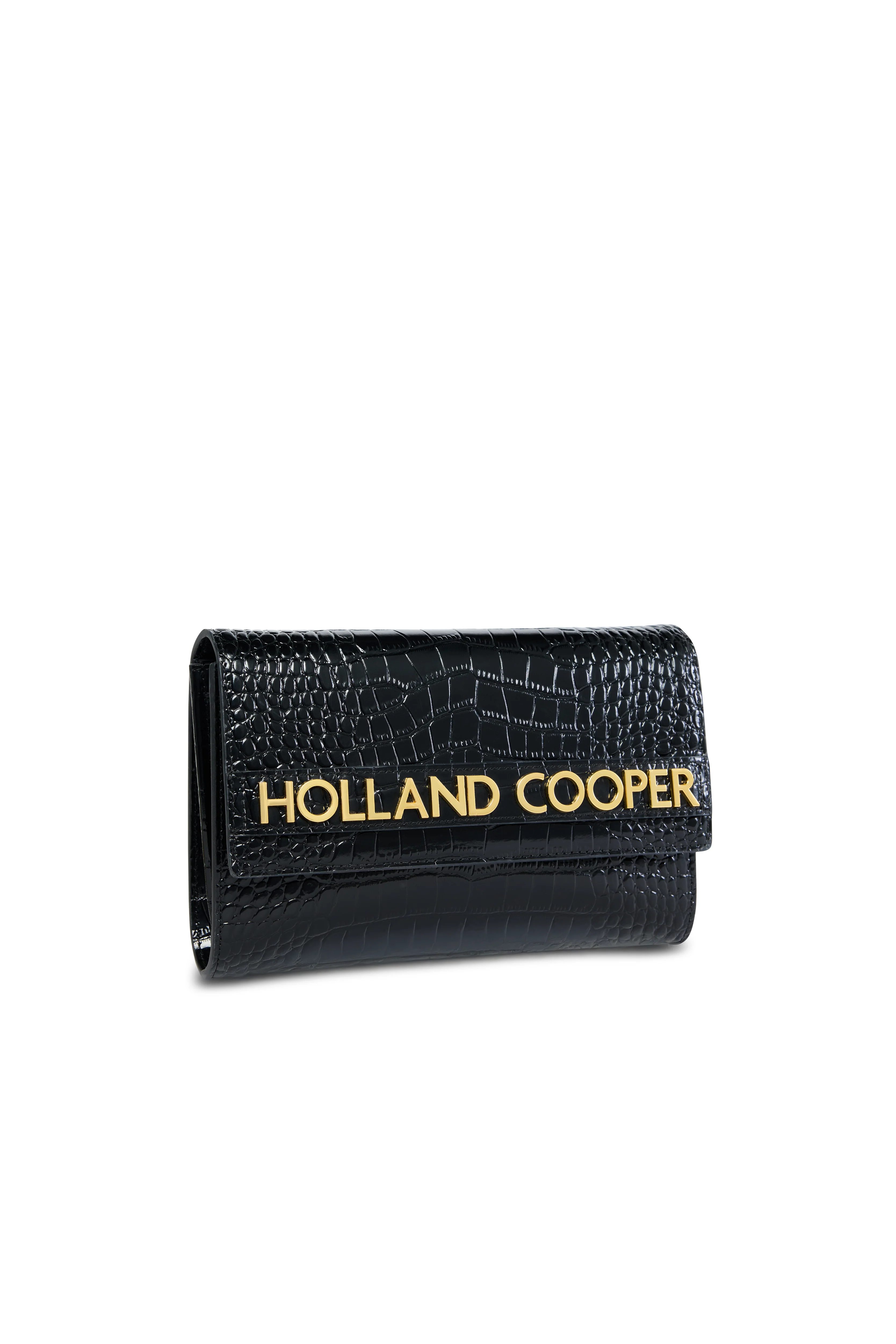 Abbot Clutch Bag (Black Croc) - Image 7
