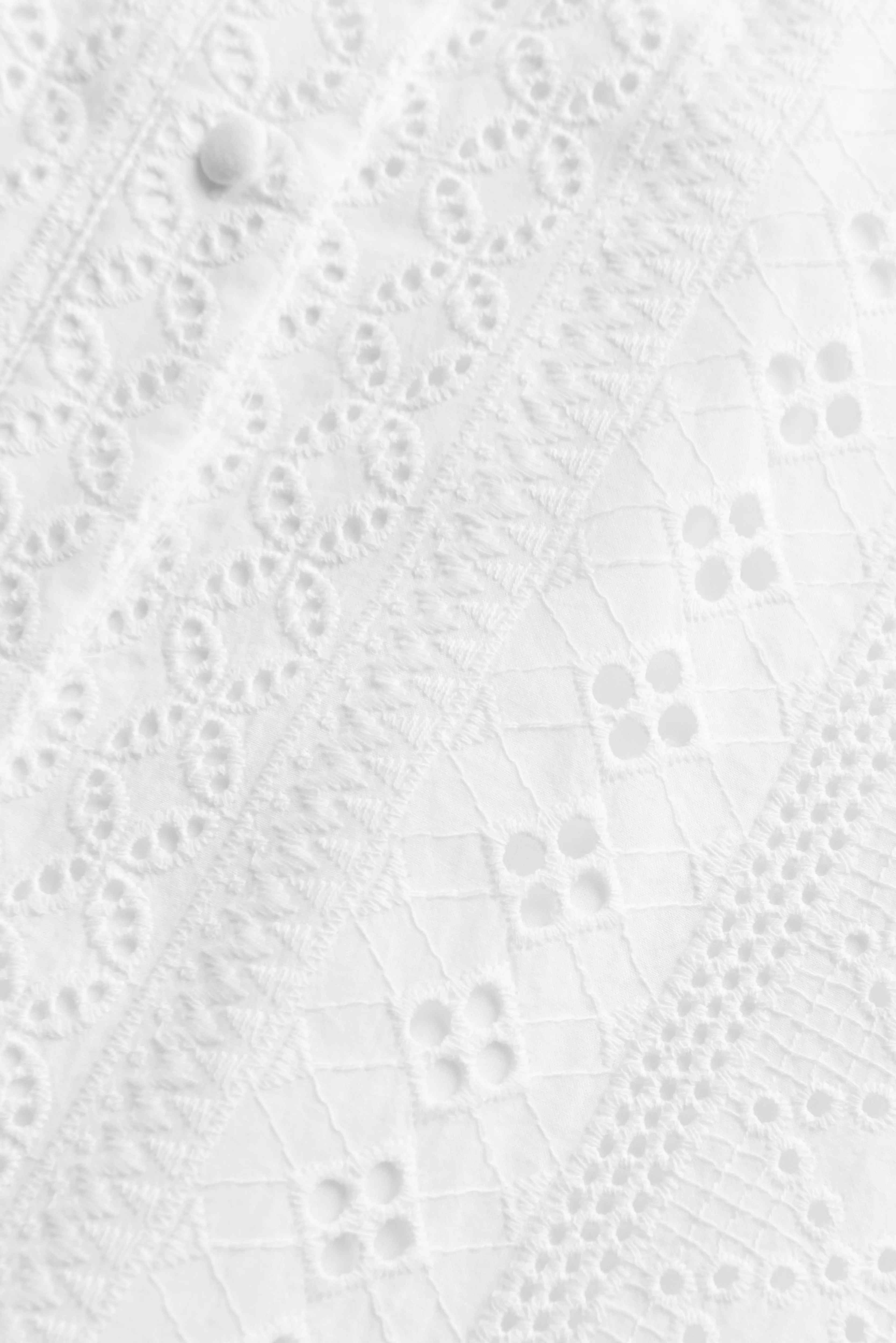 Aimee Collarless Broderie Dress (White) - Image 13