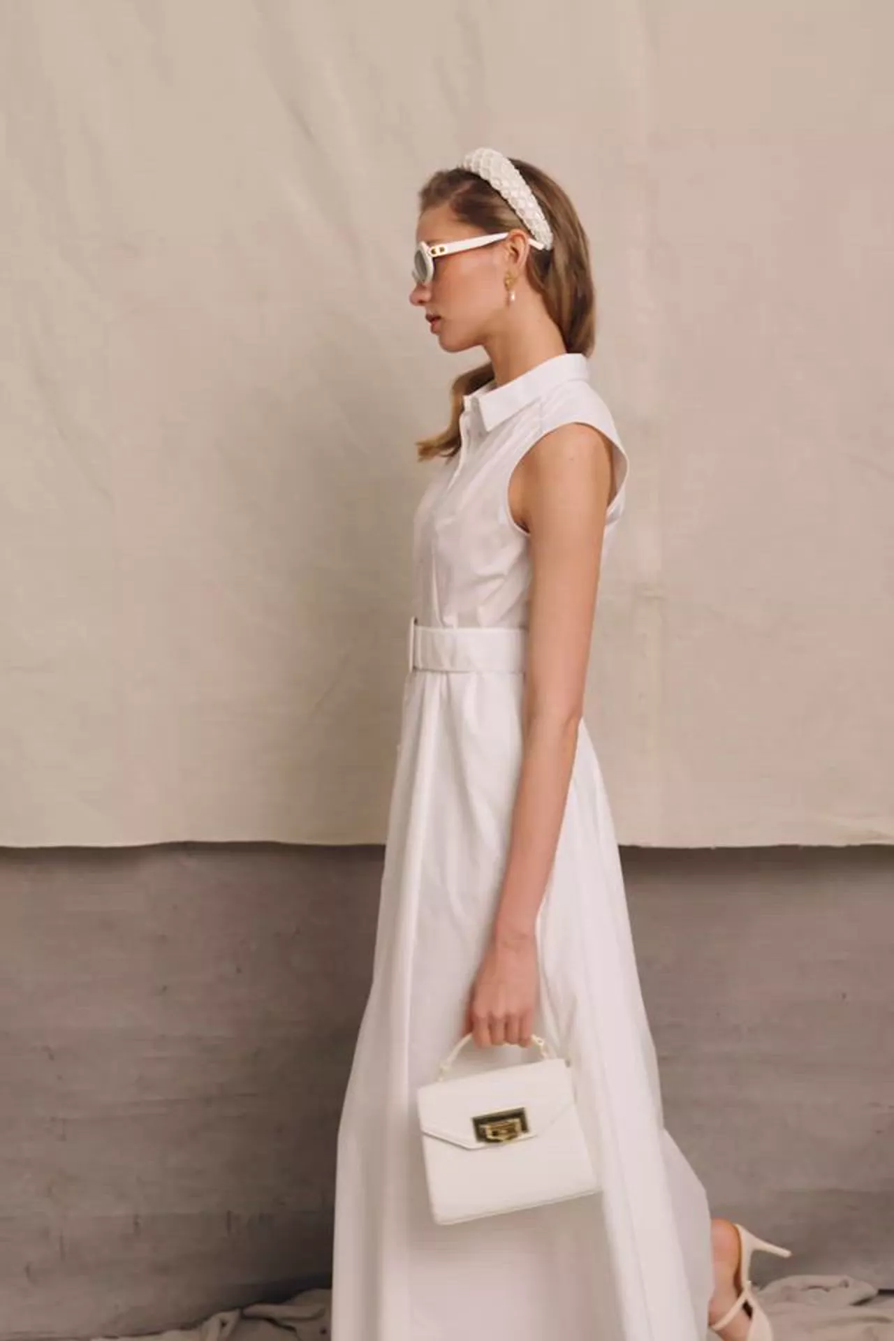 Aimee Sleeveless Dress (White) - Image 5