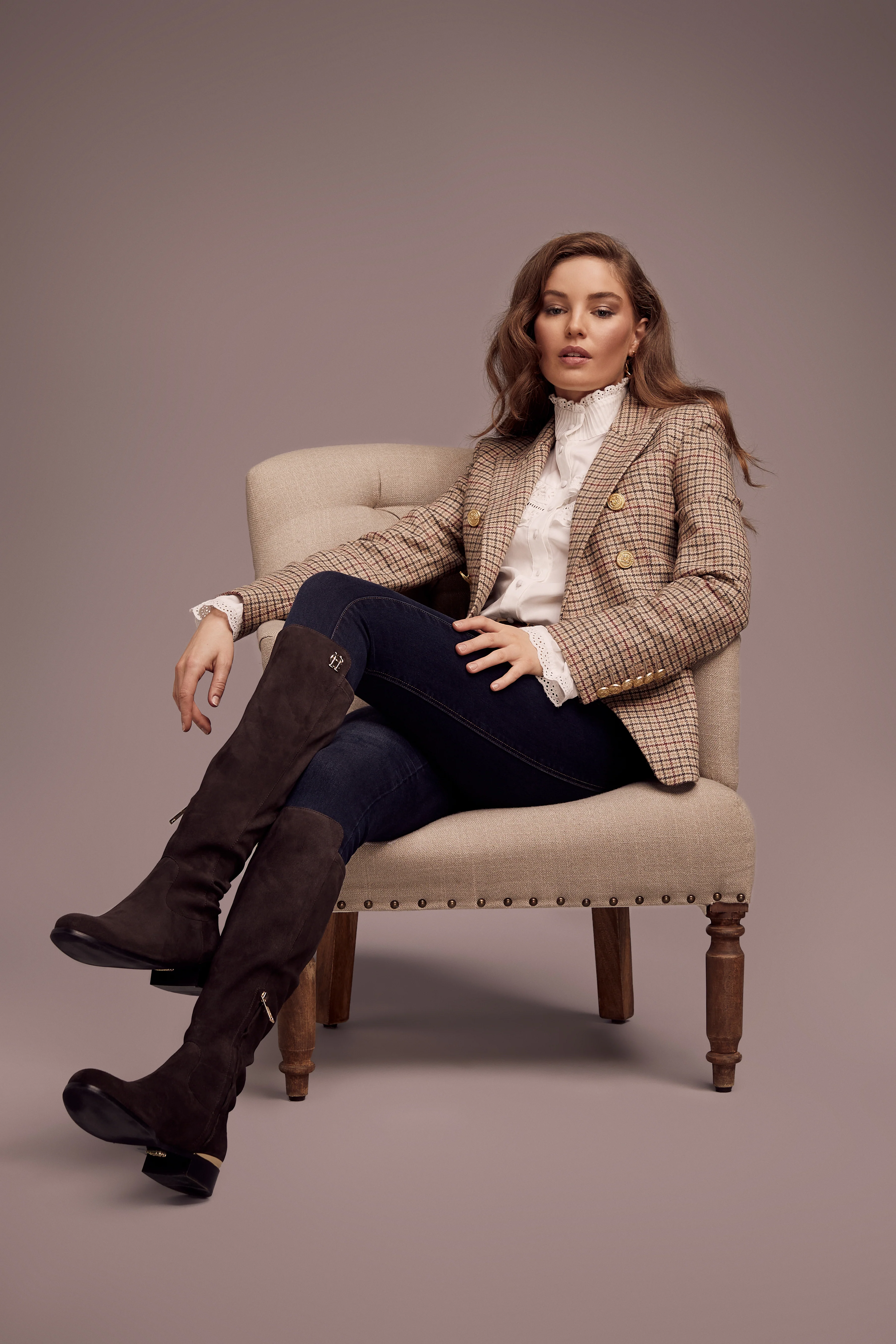 Albany Knee Boot (Chocolate Suede) - Image 5