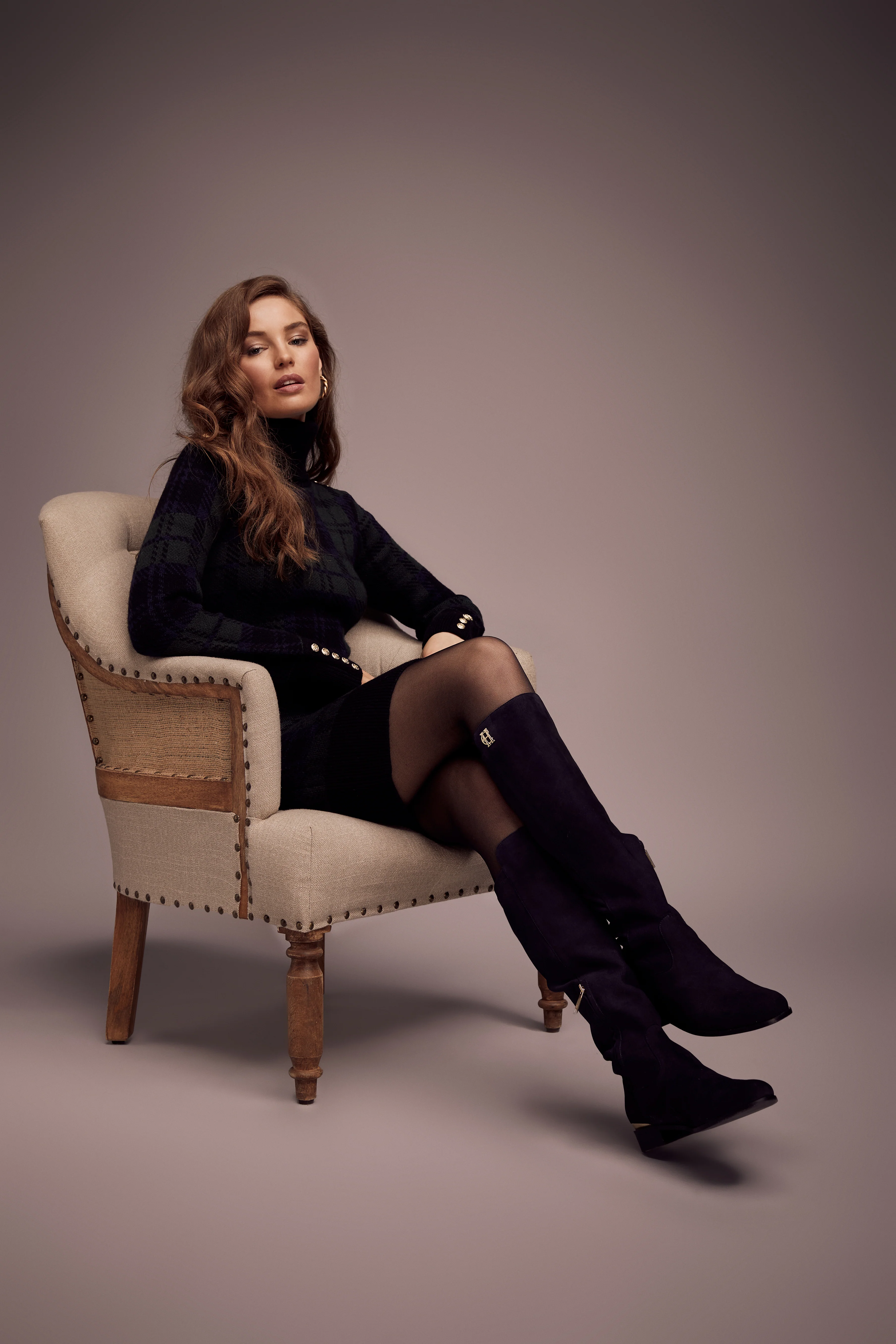 Albany Knee Boot (Ink Navy Suede) - Image 10