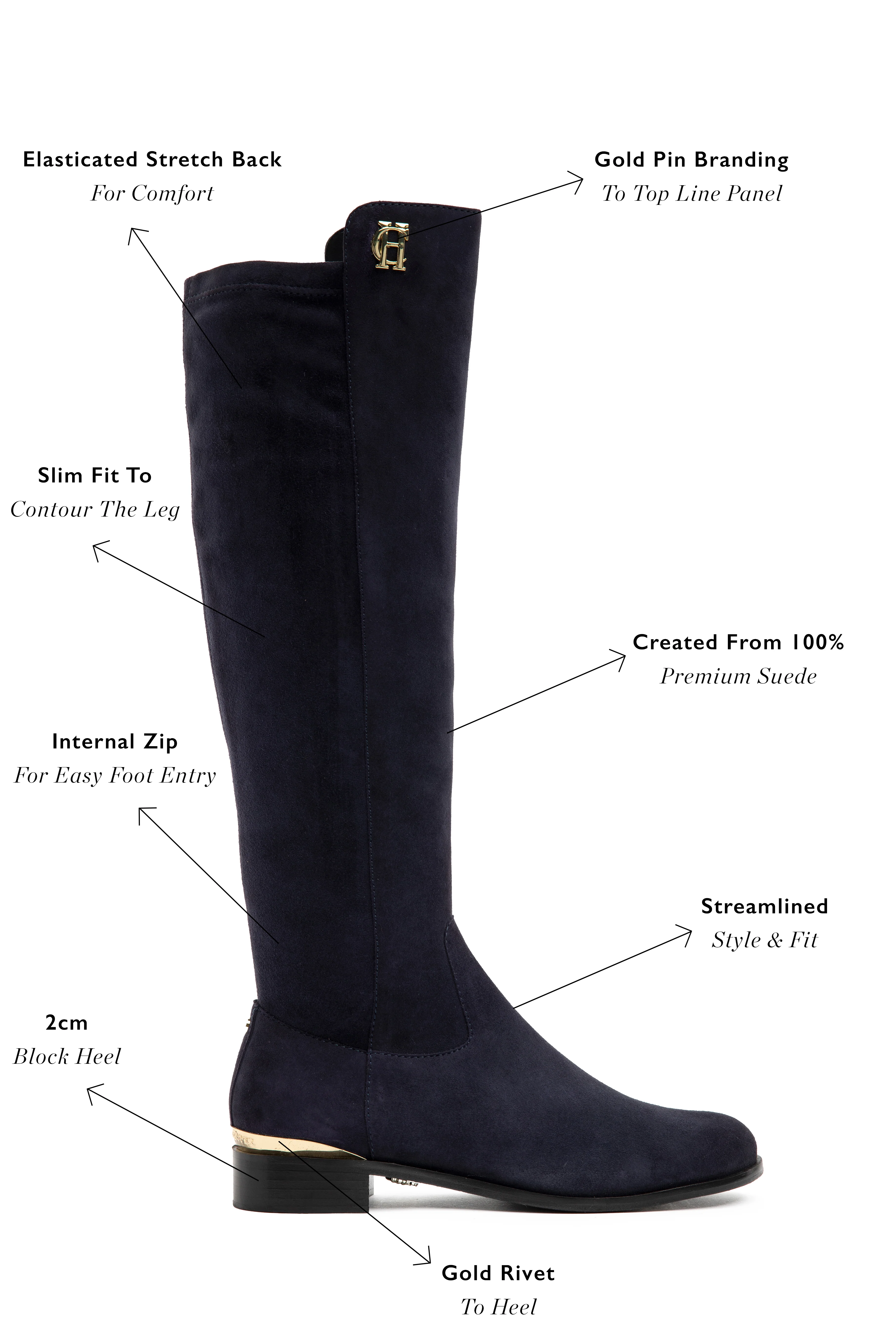 Albany Knee Boot (Ink Navy Suede) - Image 5