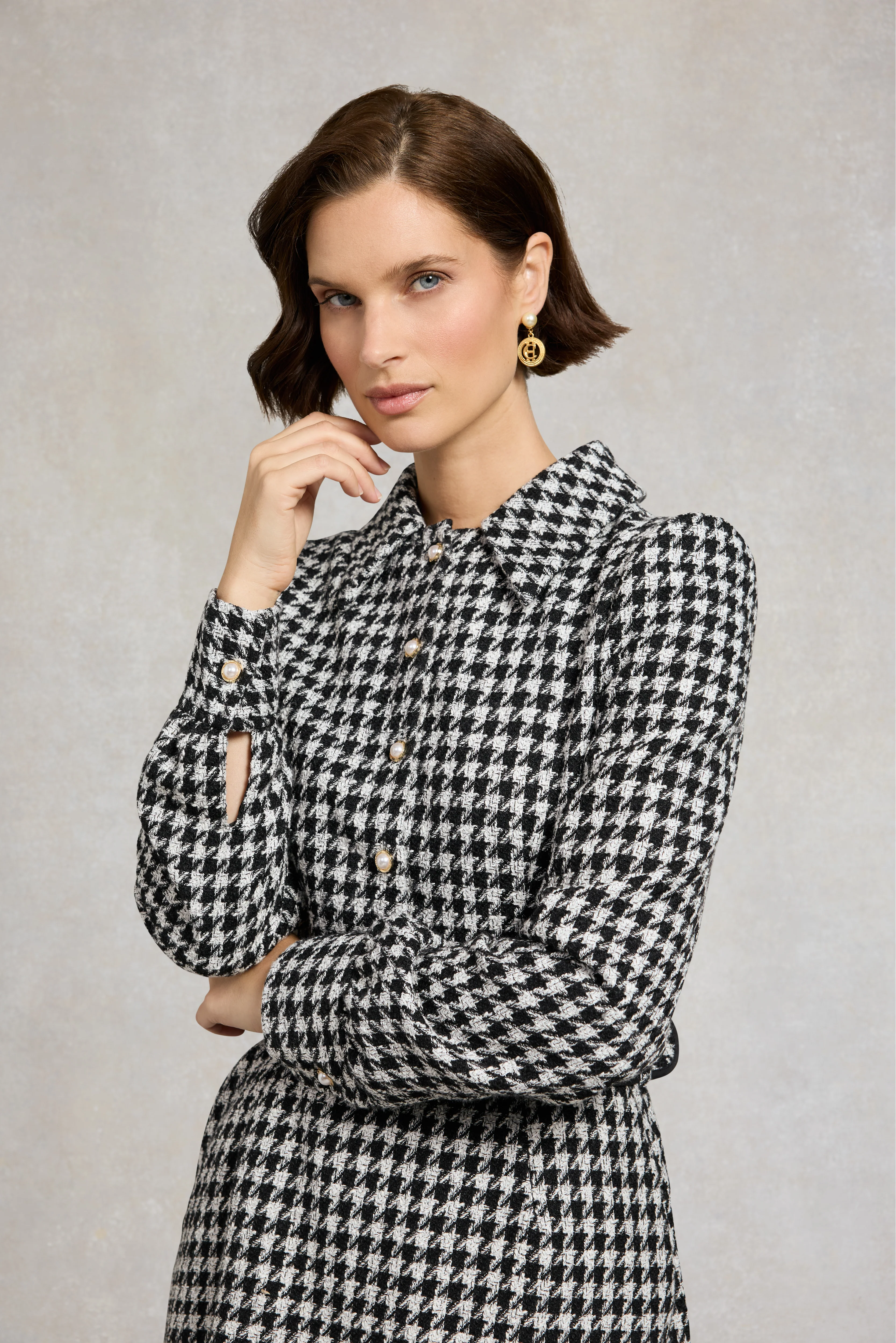 Alice Collared Mini Dress (Houndstooth) - Image 5