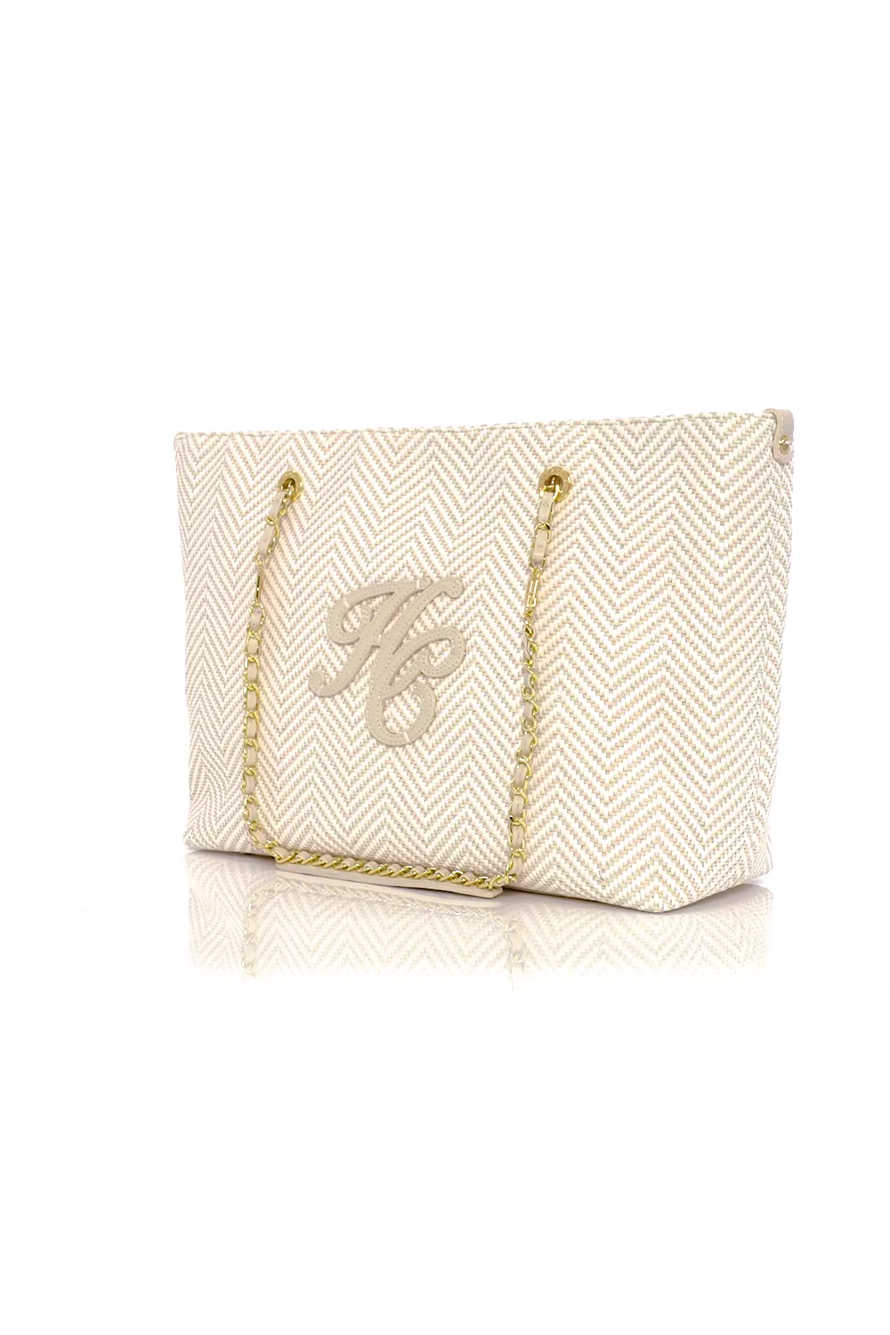 Amalfi Straw Tote (Cream Herringbone) - Image 5