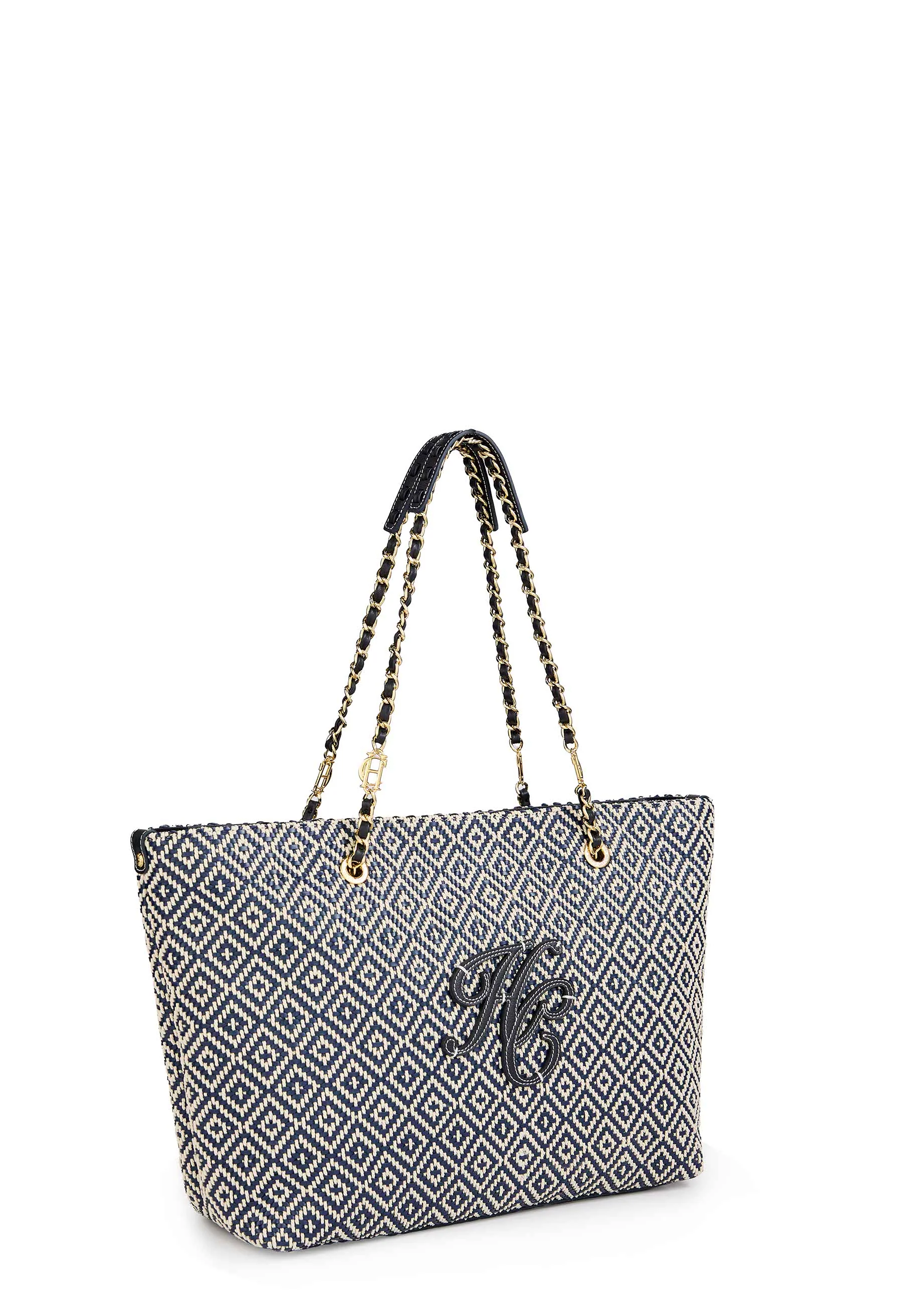 Amalfi Straw Tote (Navy Geo) - Image 3