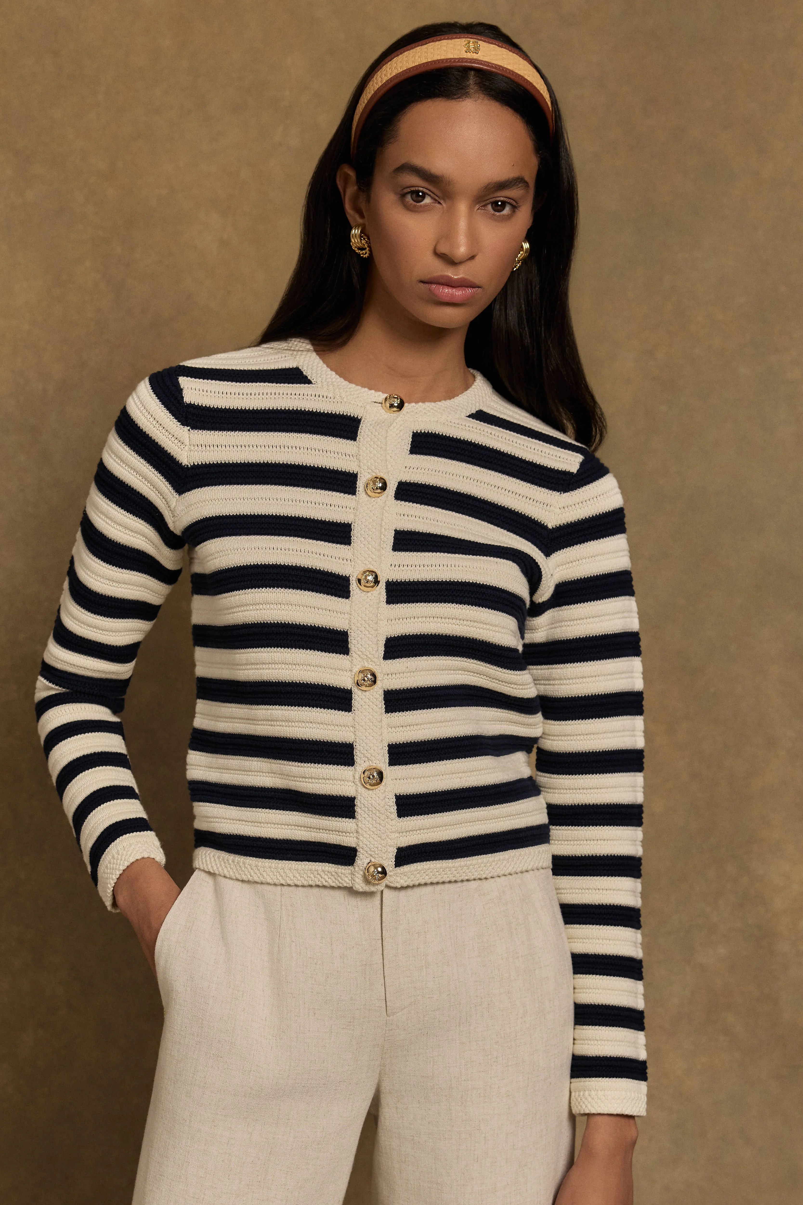 Anna Knitted Cardigan (Ink Navy Natural)