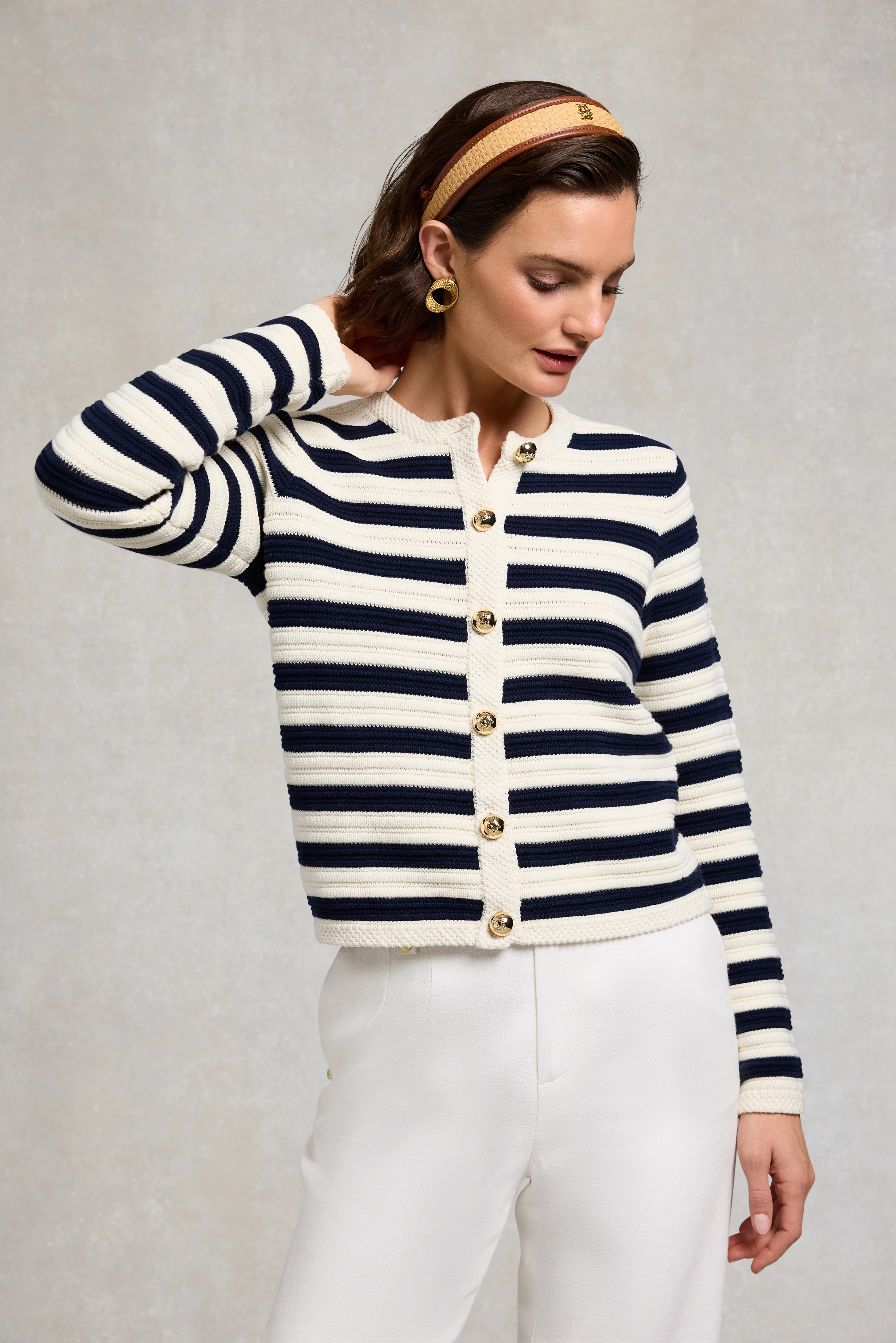 Anna Knitted Cardigan (Ink Navy Natural) - Image 4