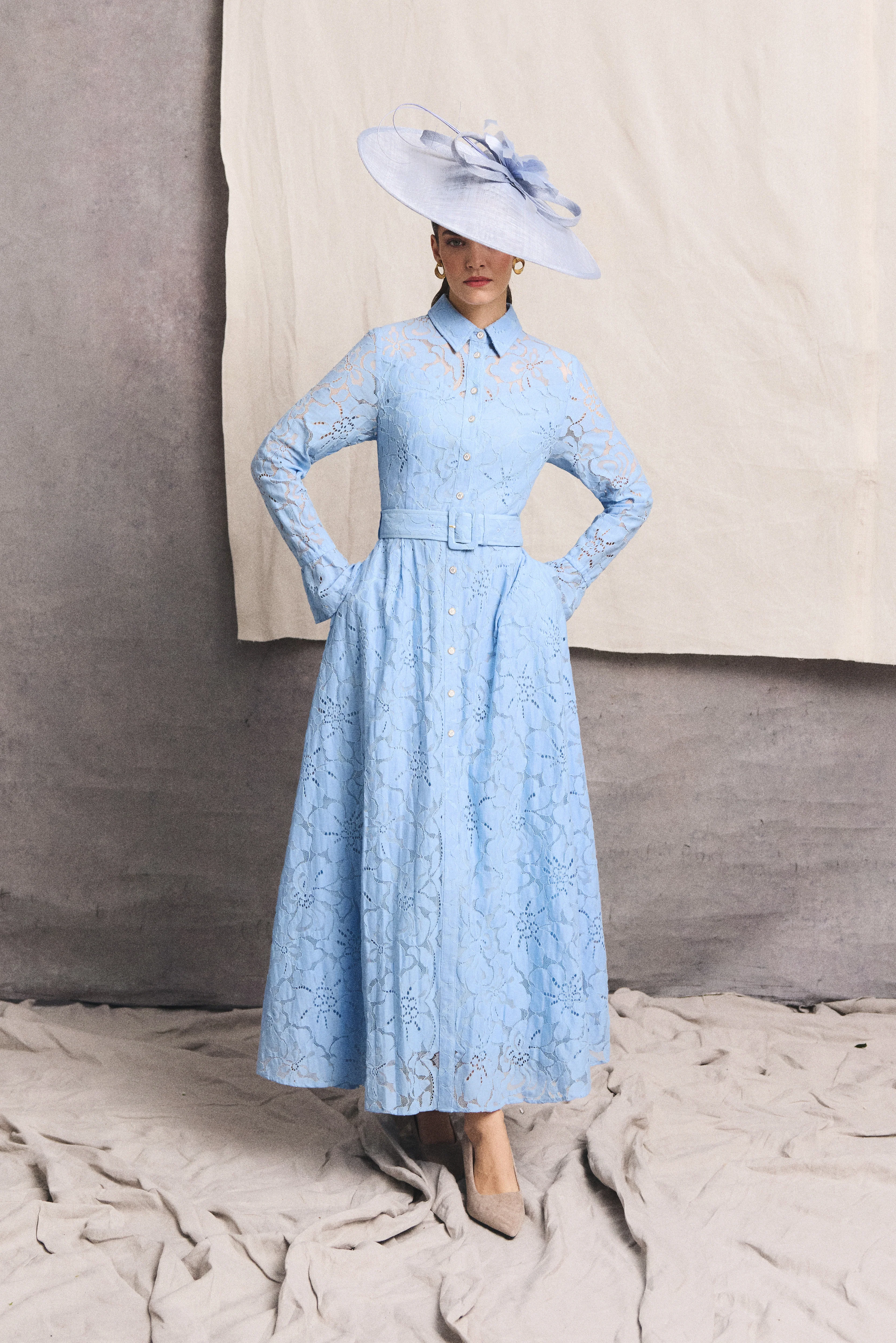 Annabel Lace Dress (Pale Blue)
