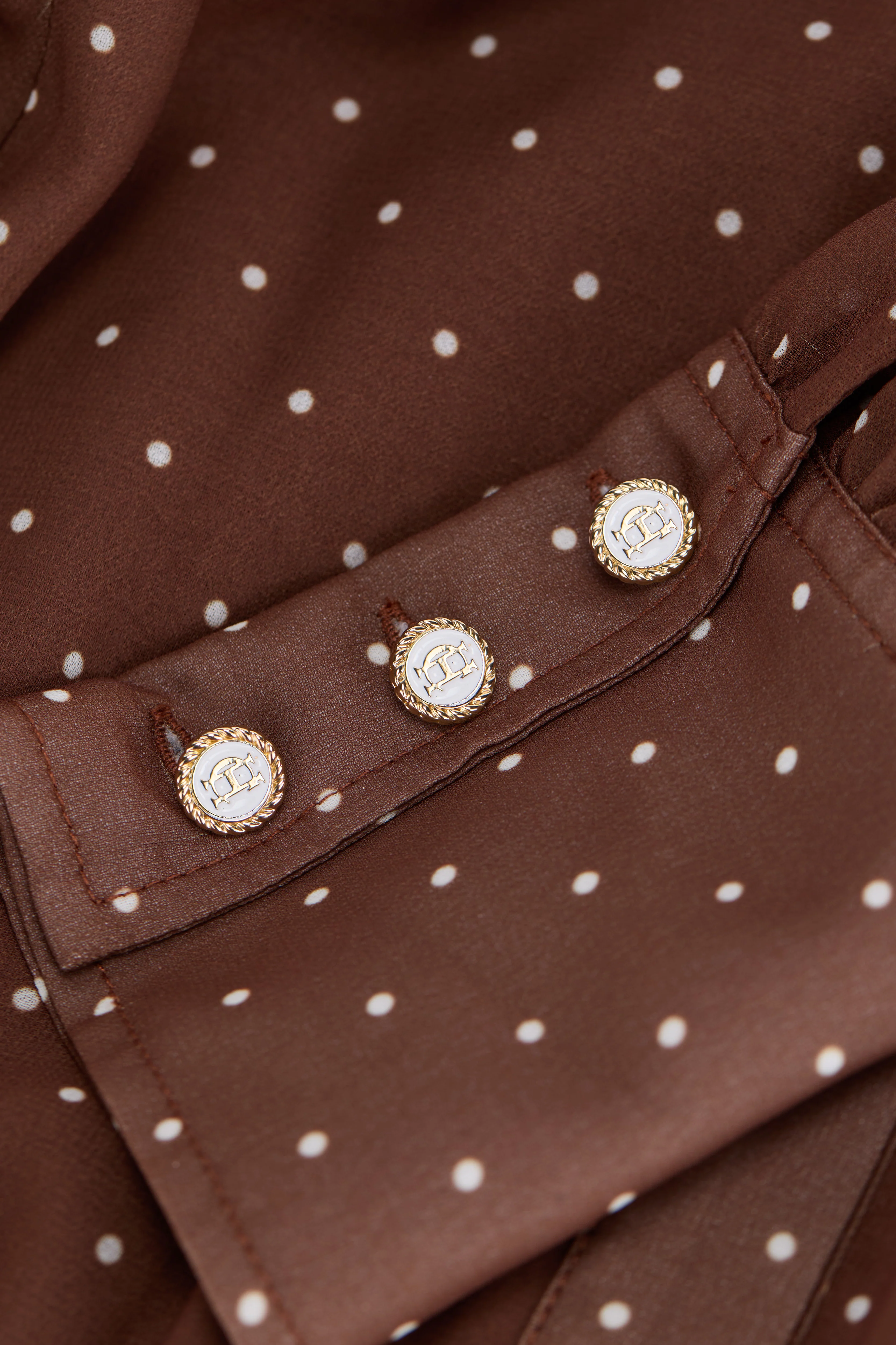 Annabel Pleated Maxi Dress (Chestnut Polka Dot) - Image 8