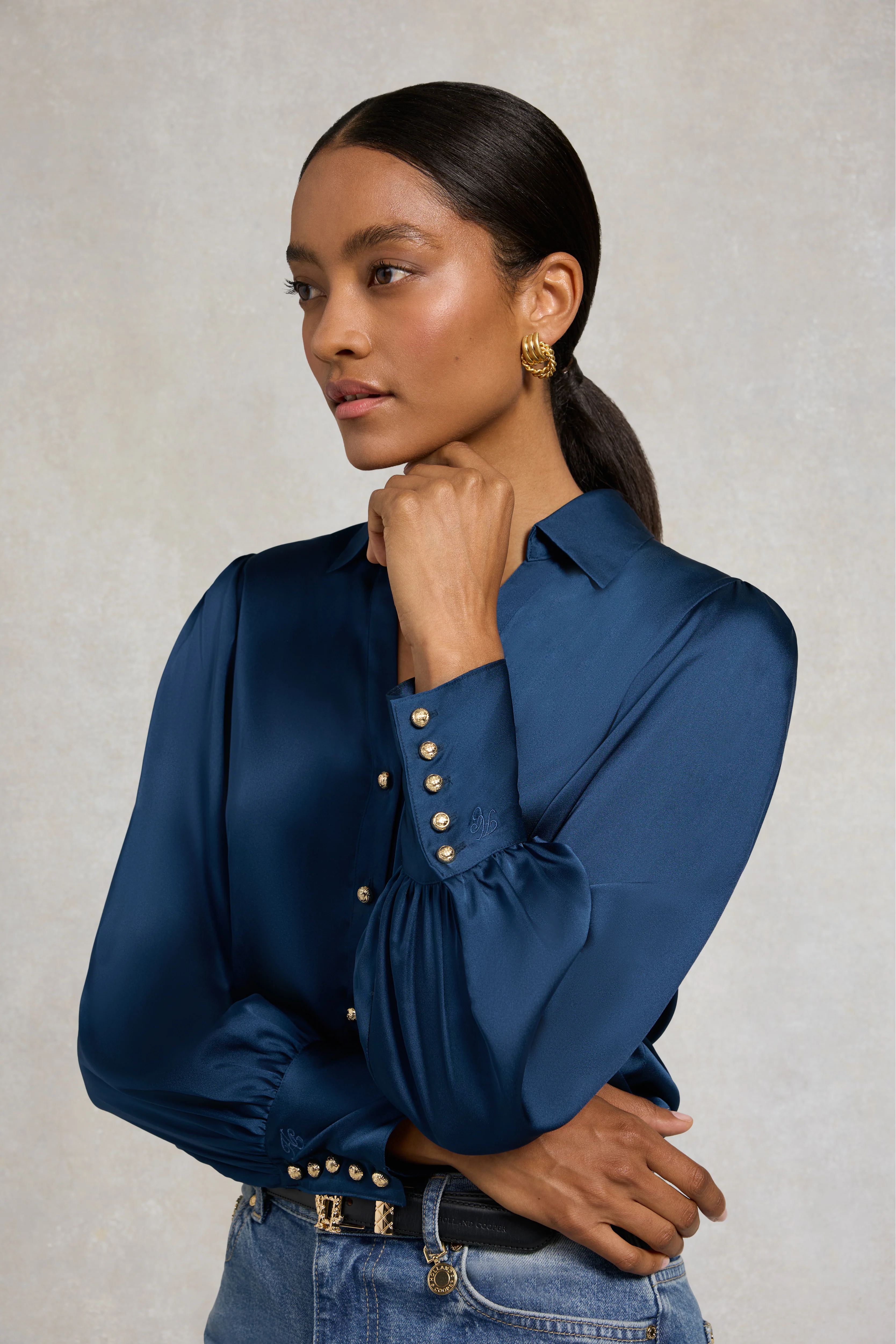 Annie V-Neck Shirt (Petrol) - Image 2