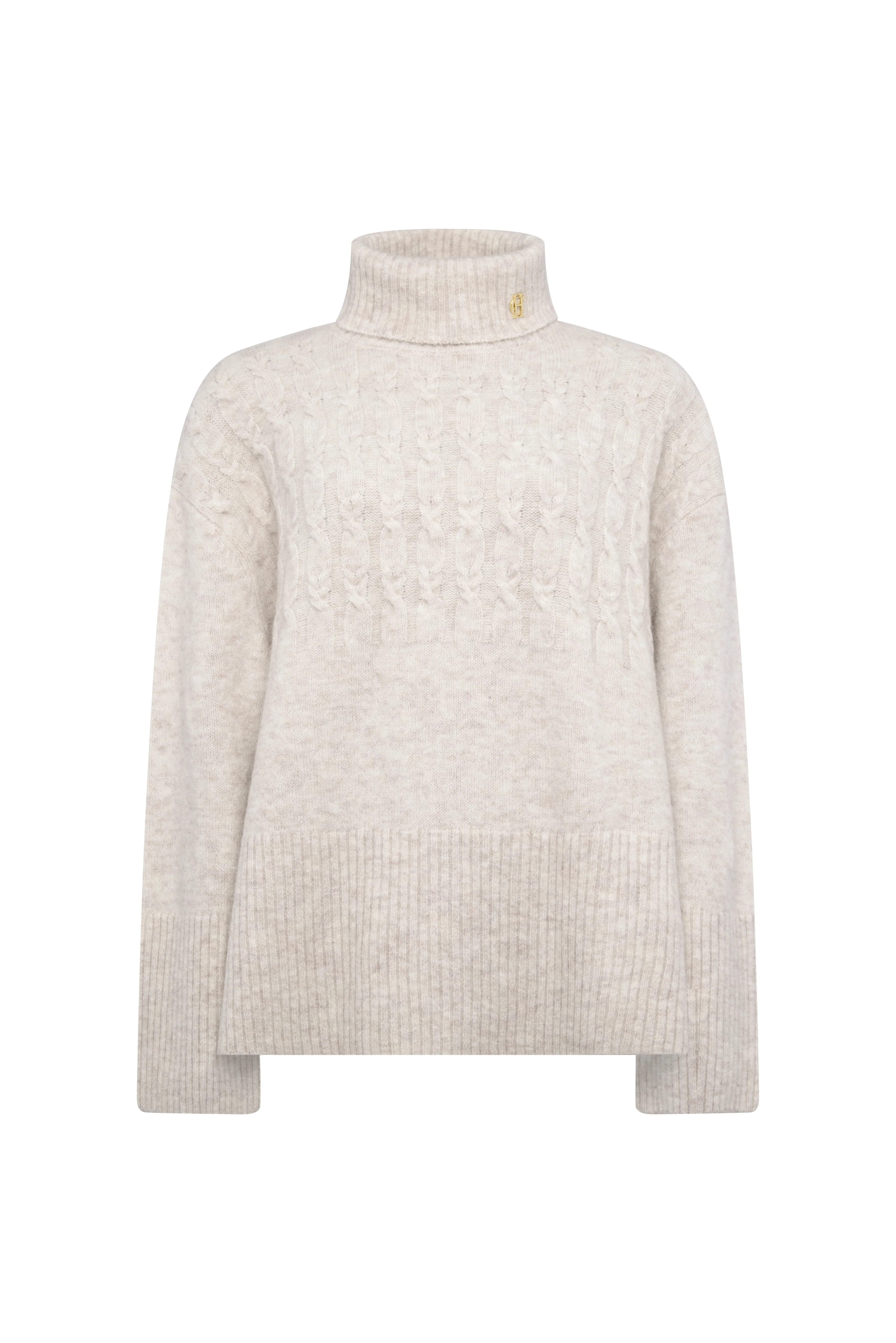 Antonia Cable Roll Neck Knit (Barley) - Image 4