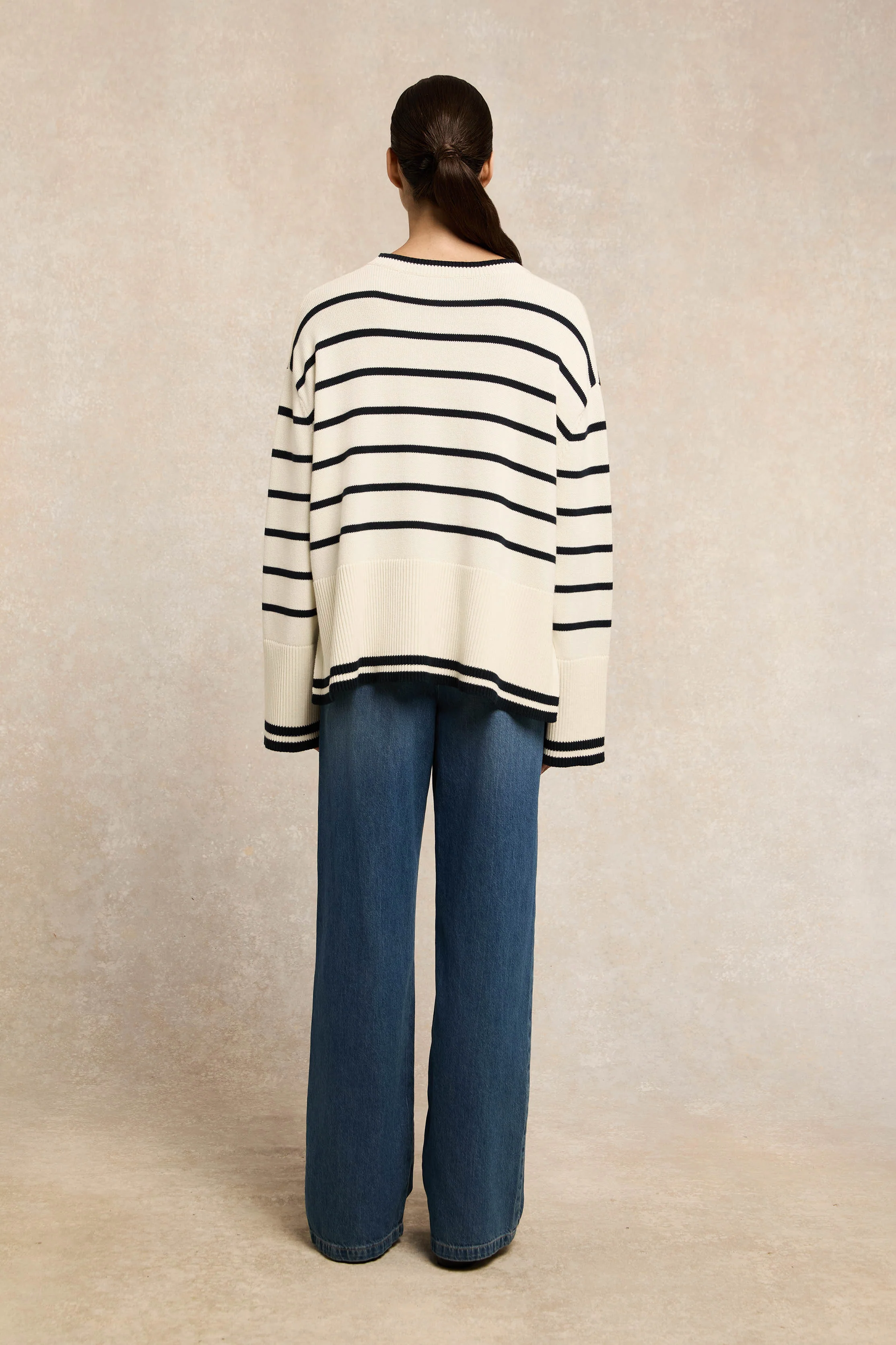 Antonia Crew Neck Knit (Natural Stripe) - Image 3