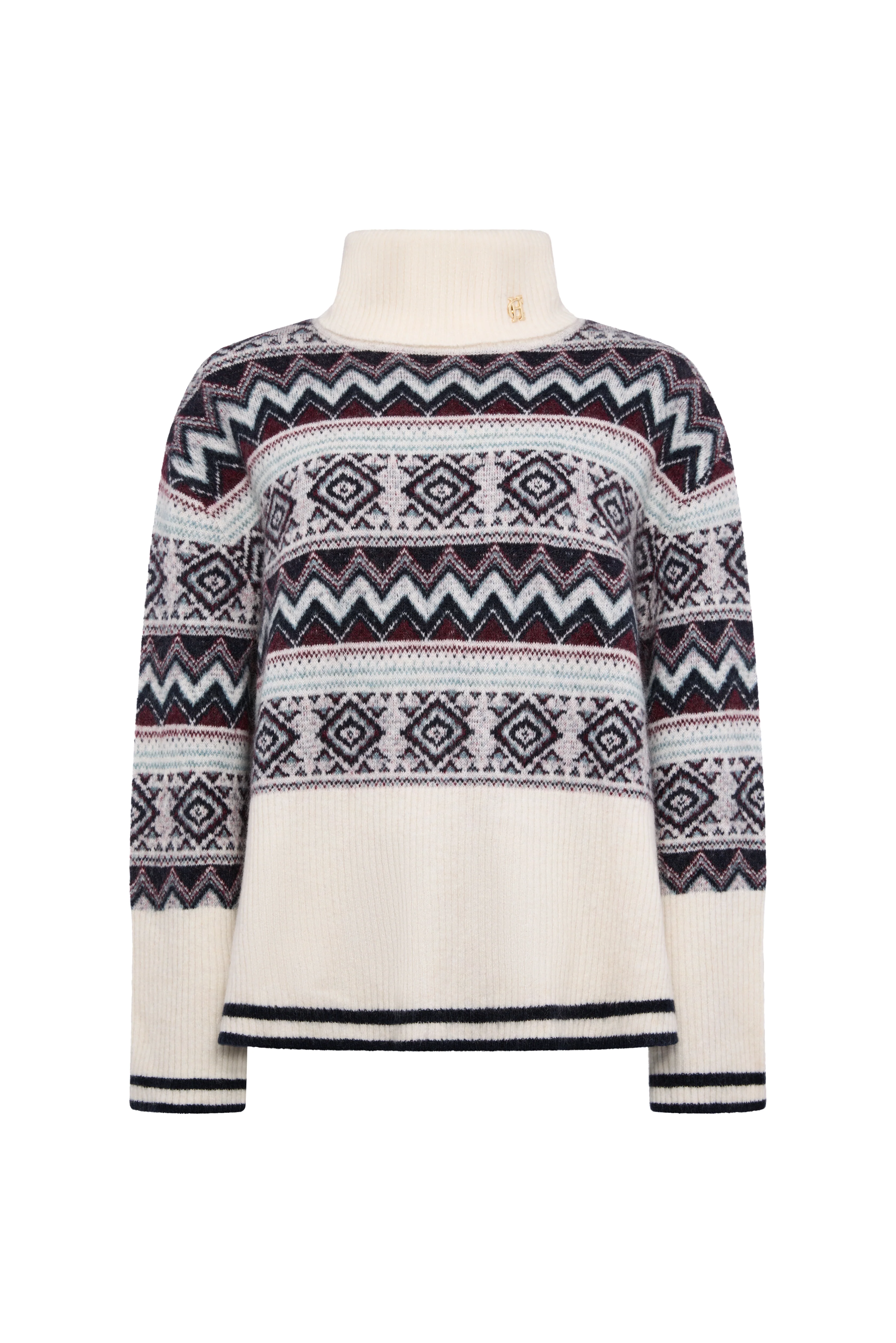 Antonia Fairisle Roll Neck Knit (Natural) - Image 4