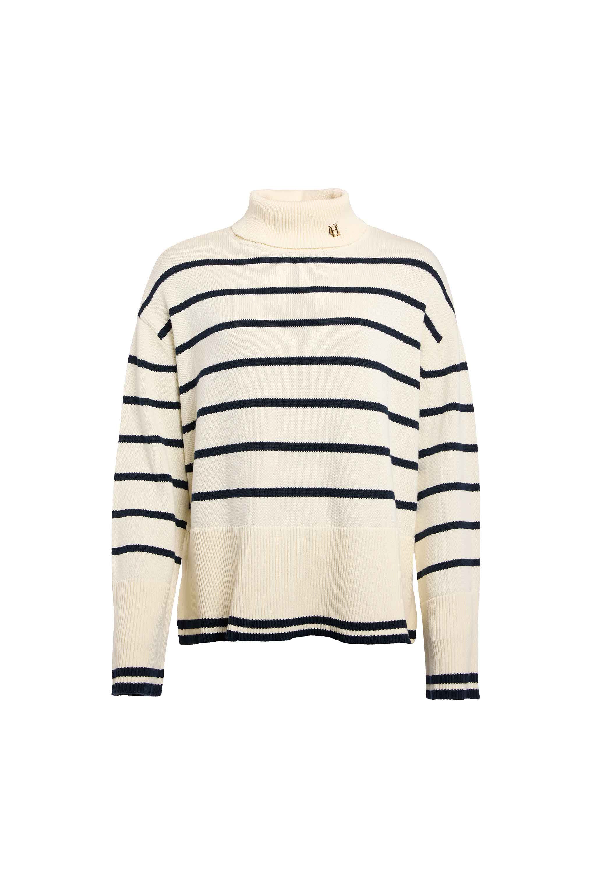 Antonia Roll Neck Knit (Natural Stripe) - Image 4
