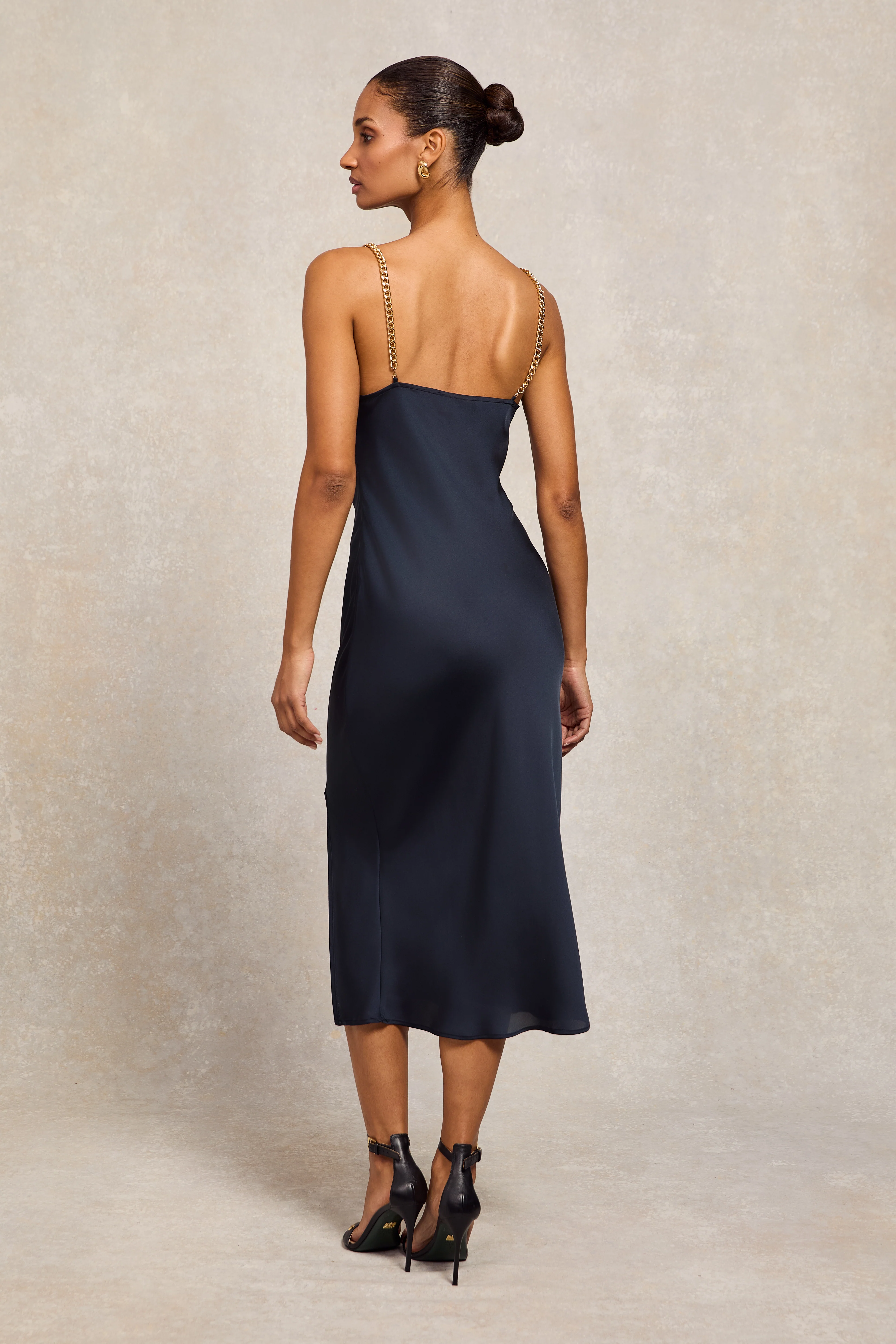 Aurora Satin Dress (Ink Navy) - Image 6
