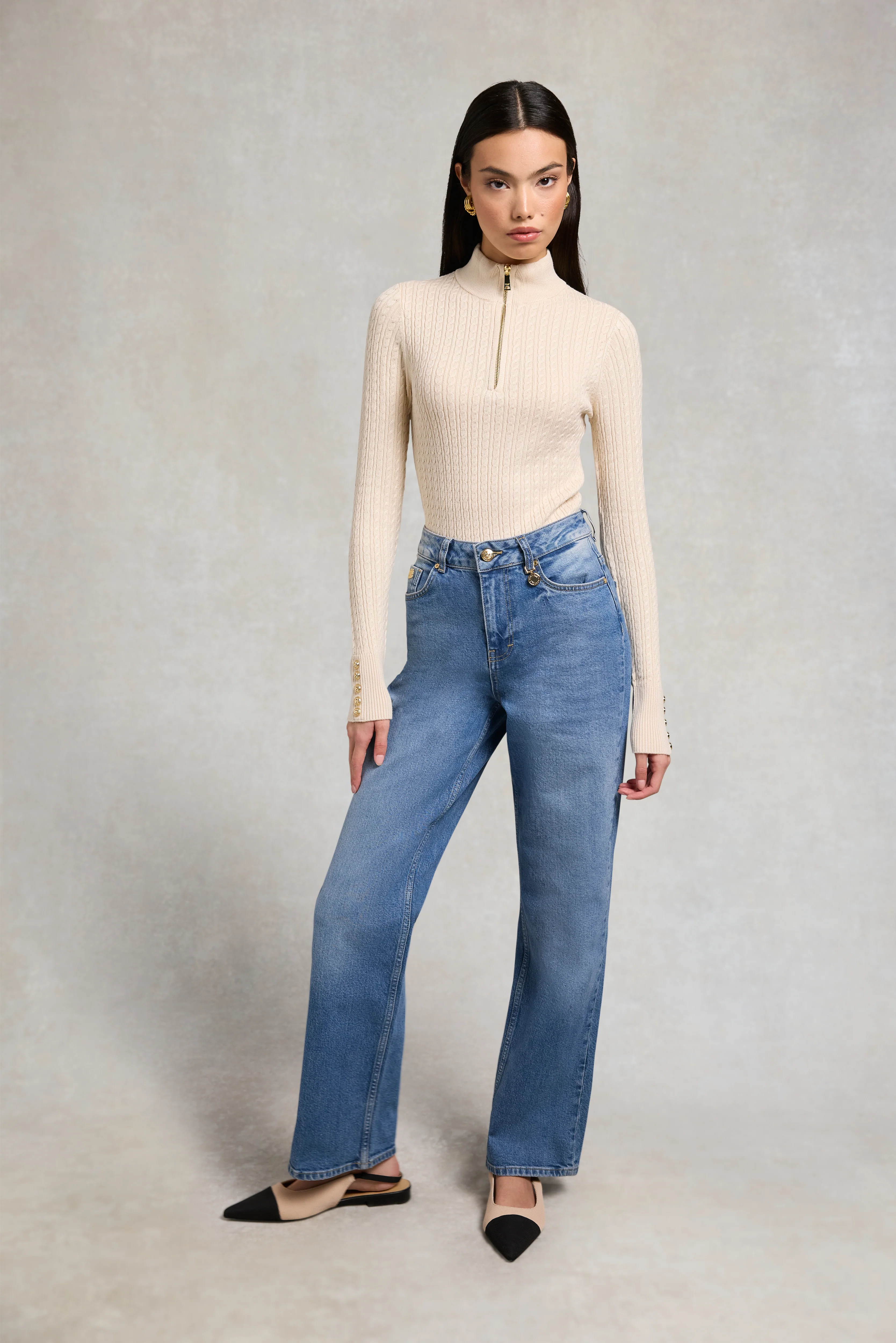 Ava Quarter Zip Knit (Almond) - Image 4