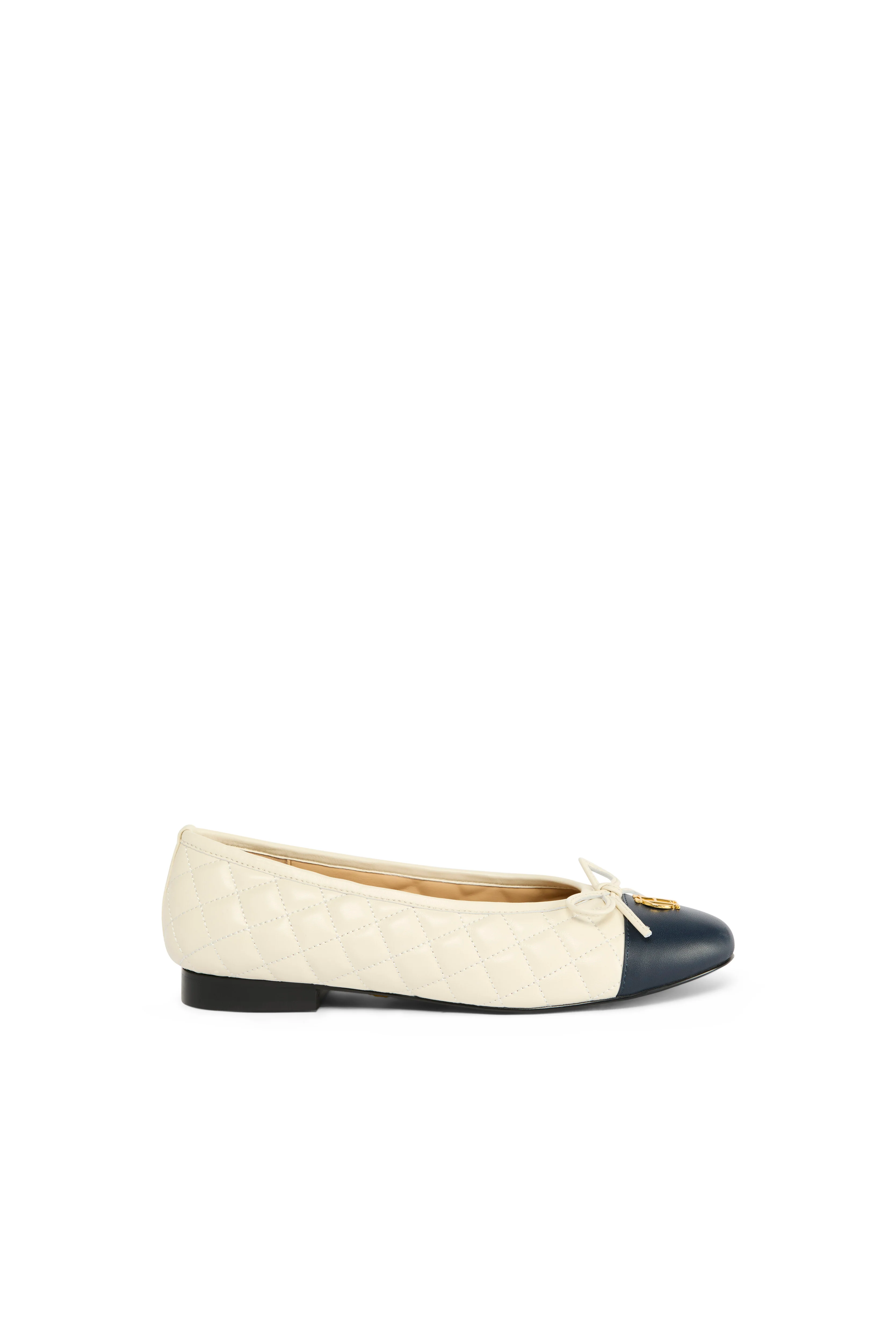 Ballet Shoe (Cream Navy Quilt Leather)