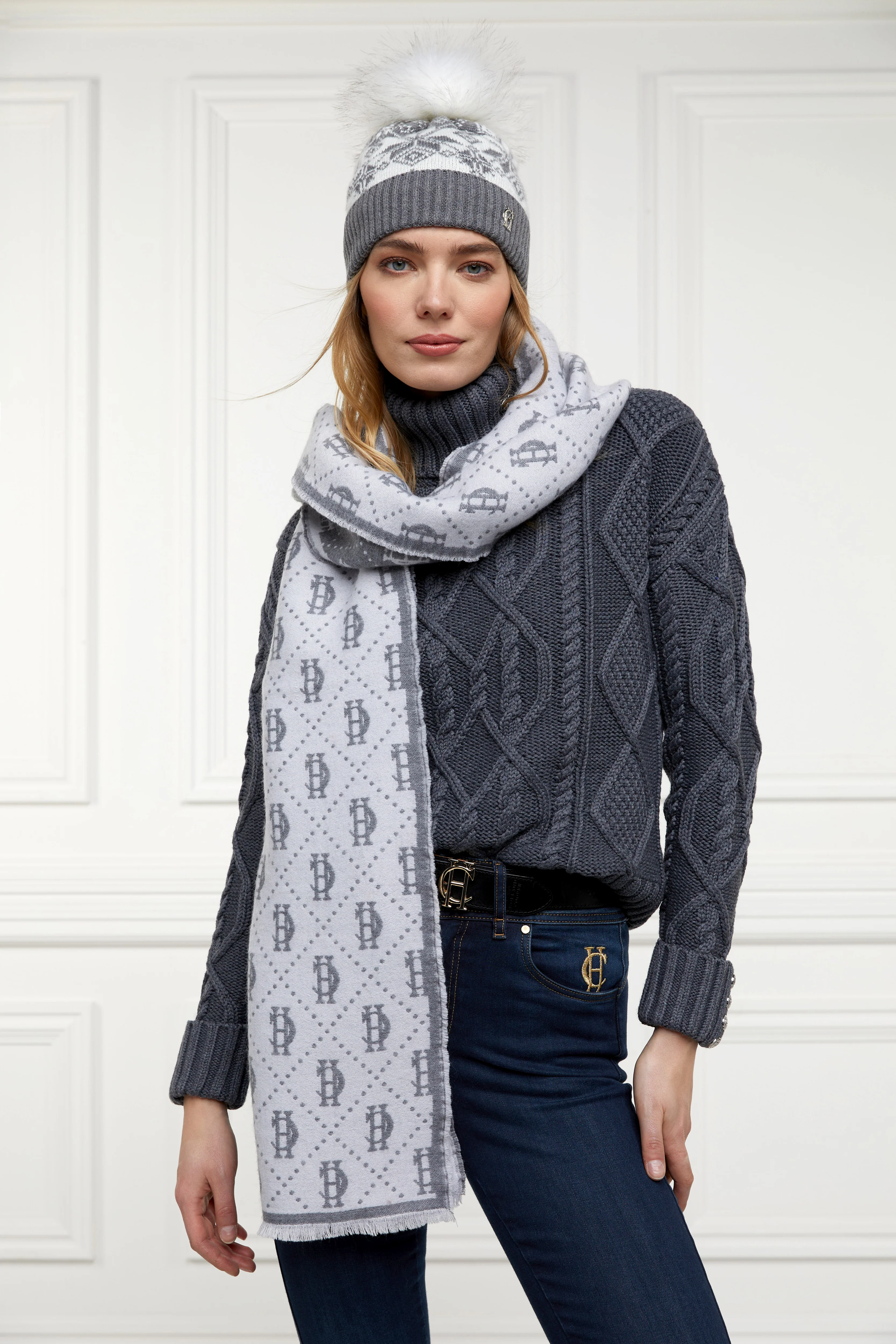 Beatrice Bobble Hat (Grey Marl Cream) - Image 2