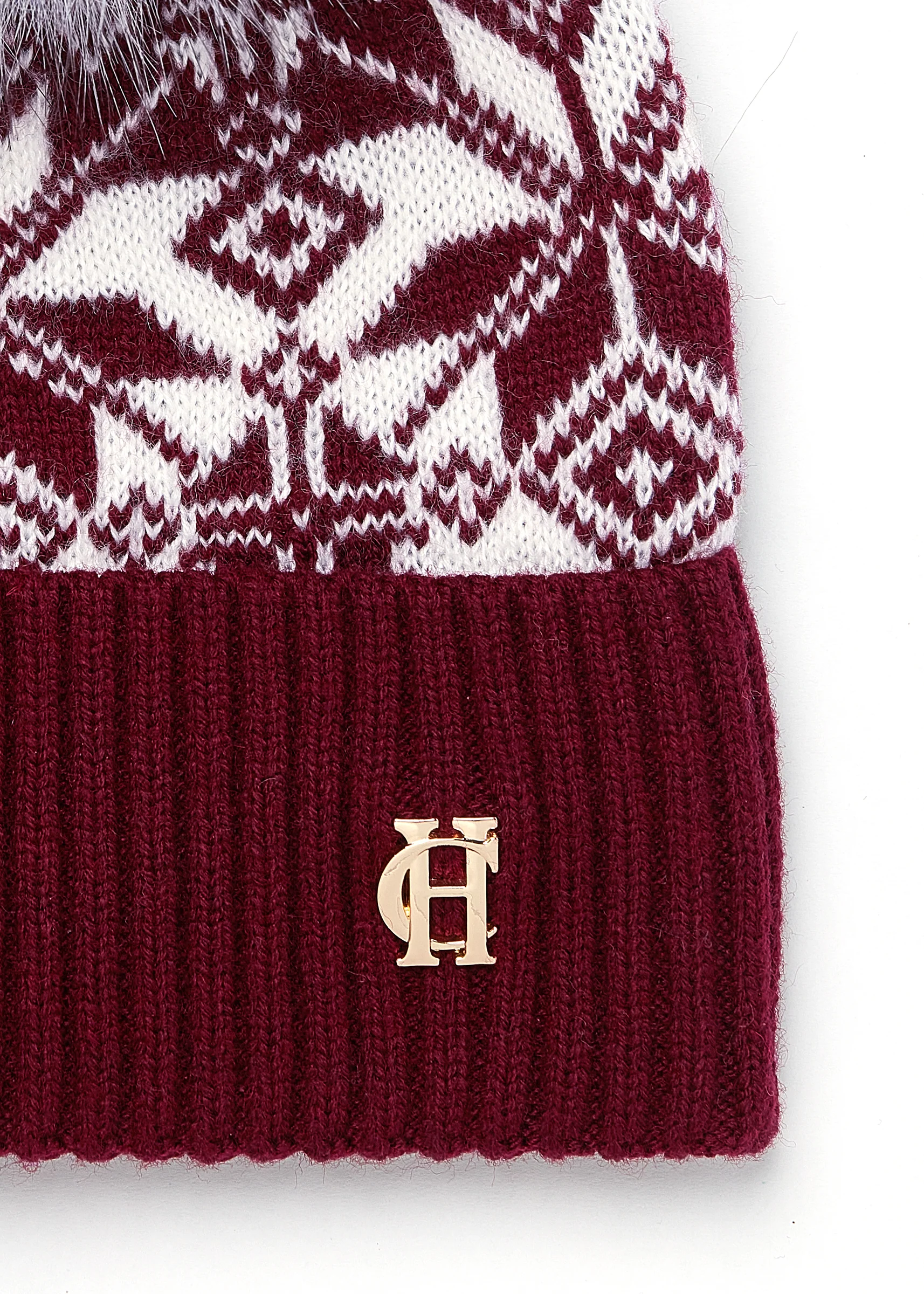 Beatrice Bobble Hat (Merlot Cream) - Image 3