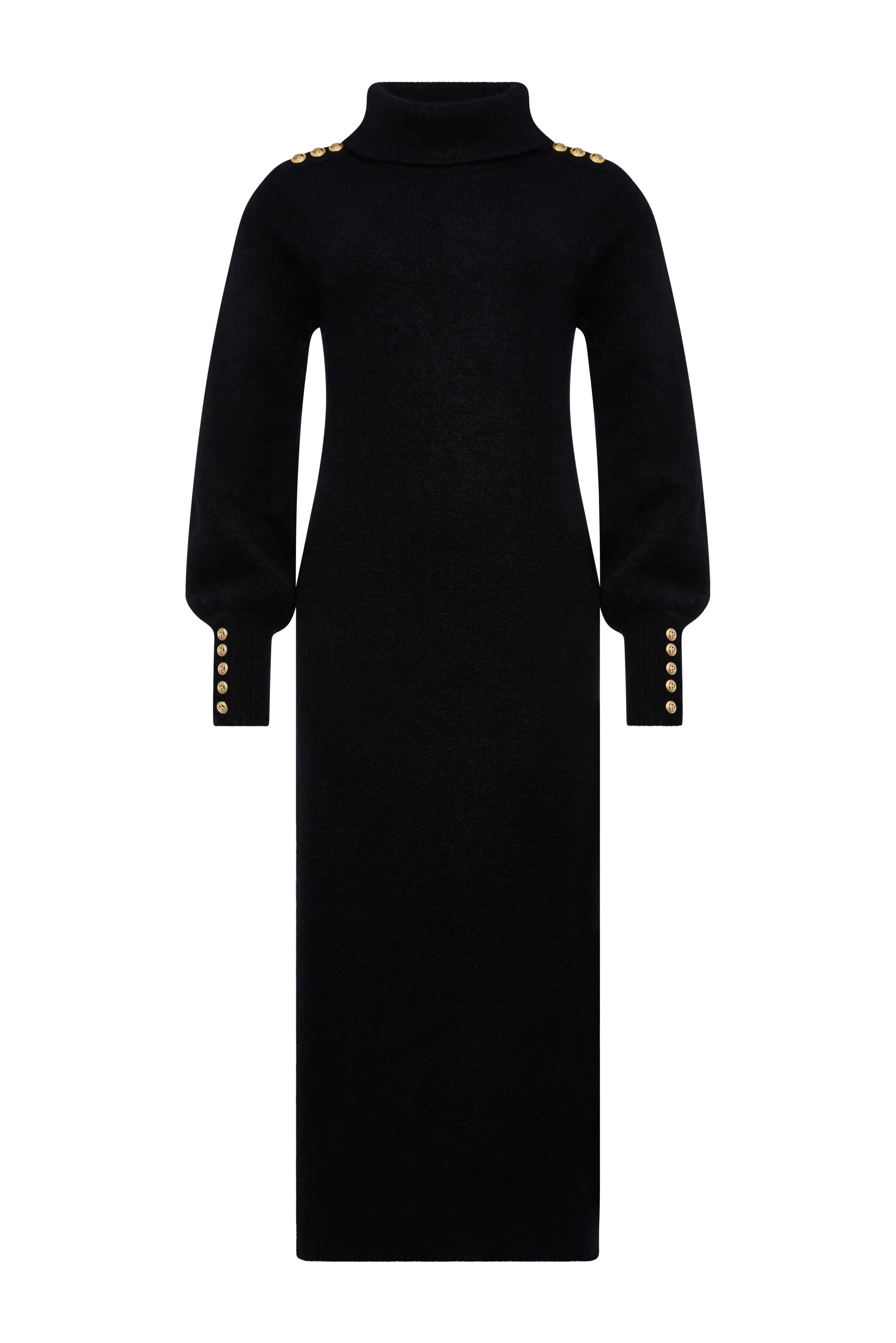 Berkeley Roll Neck Dress (Black) - Image 4