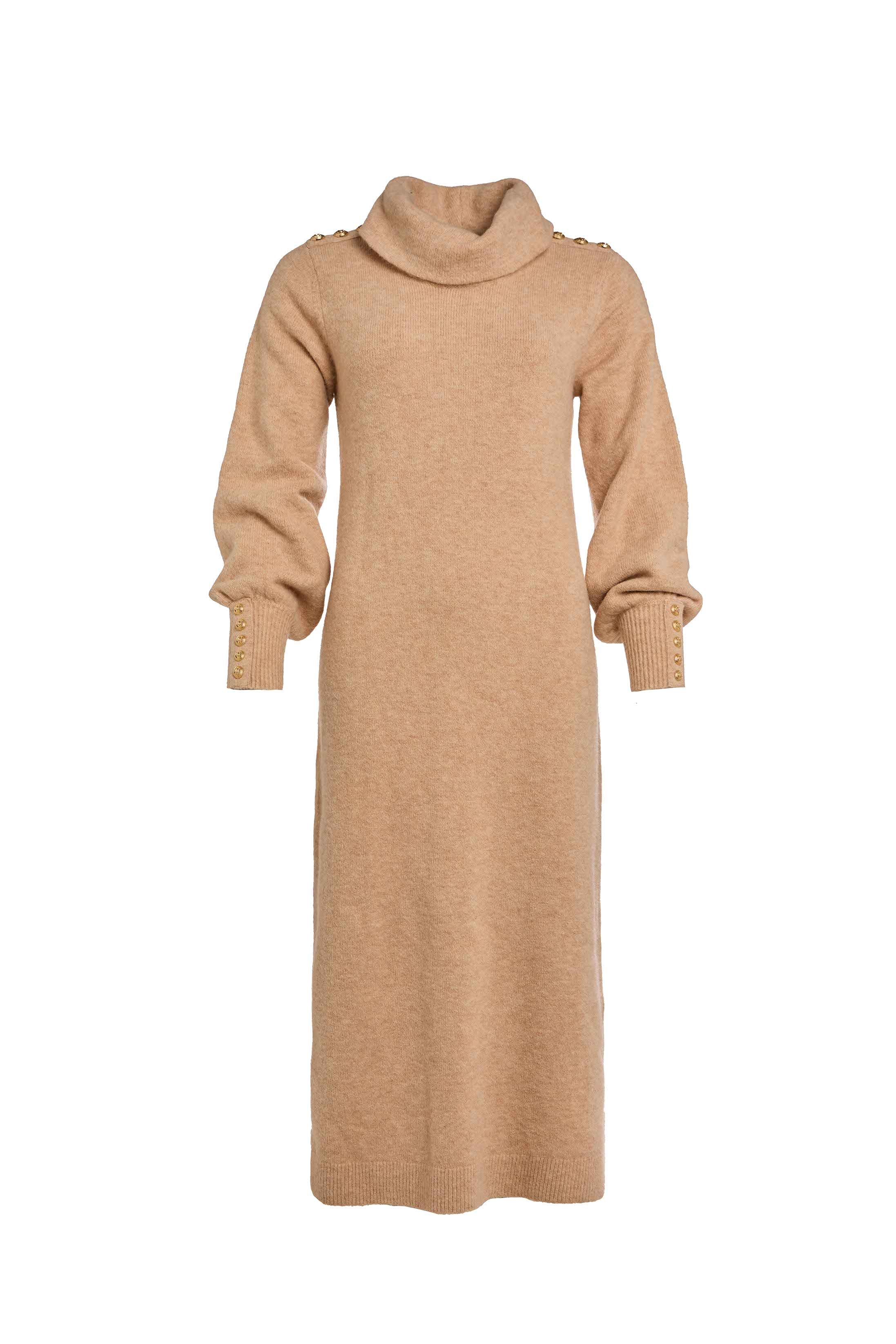 Berkeley Roll Neck Dress (Camel) - Image 4