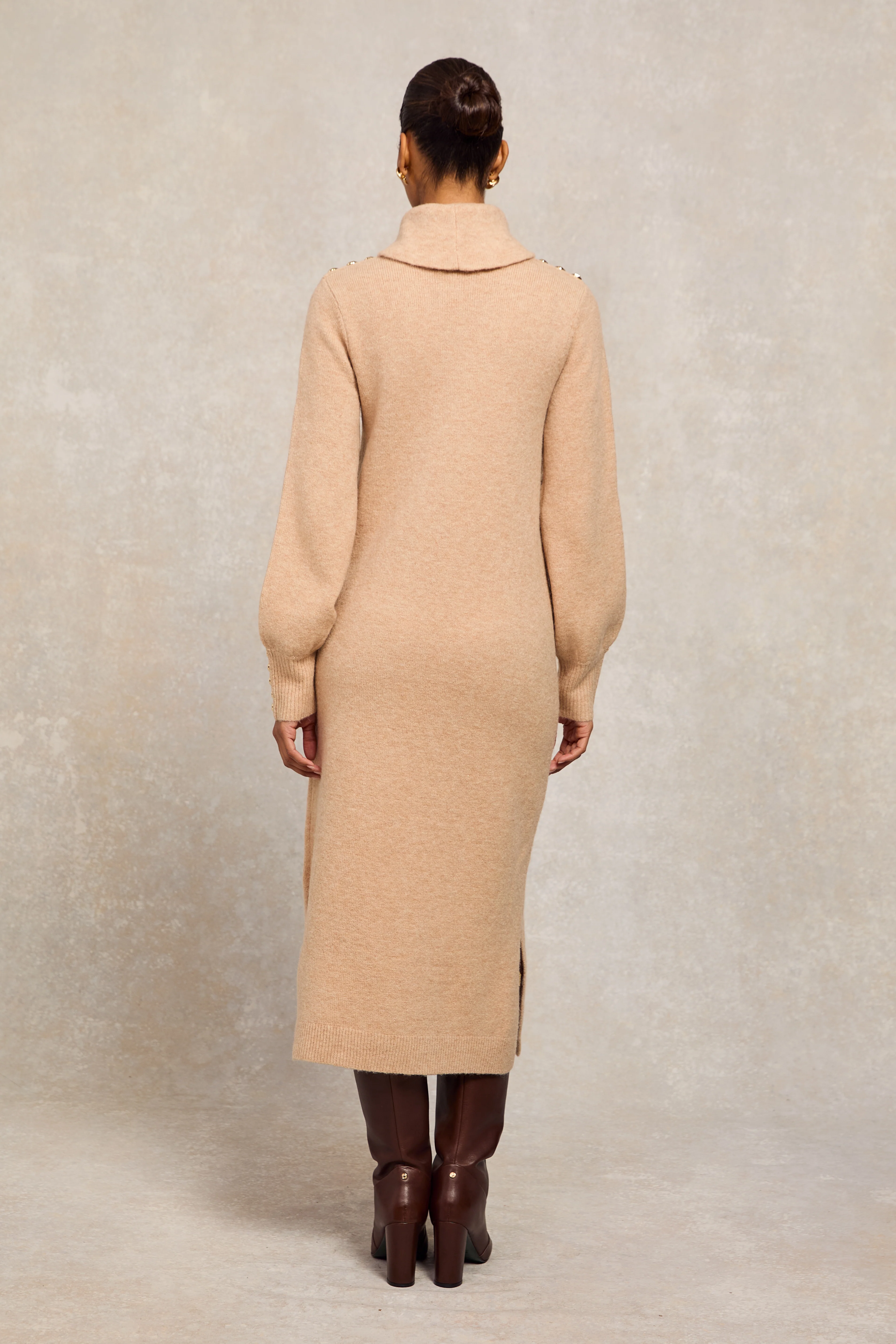 Berkeley Roll Neck Dress (Camel) - Image 6