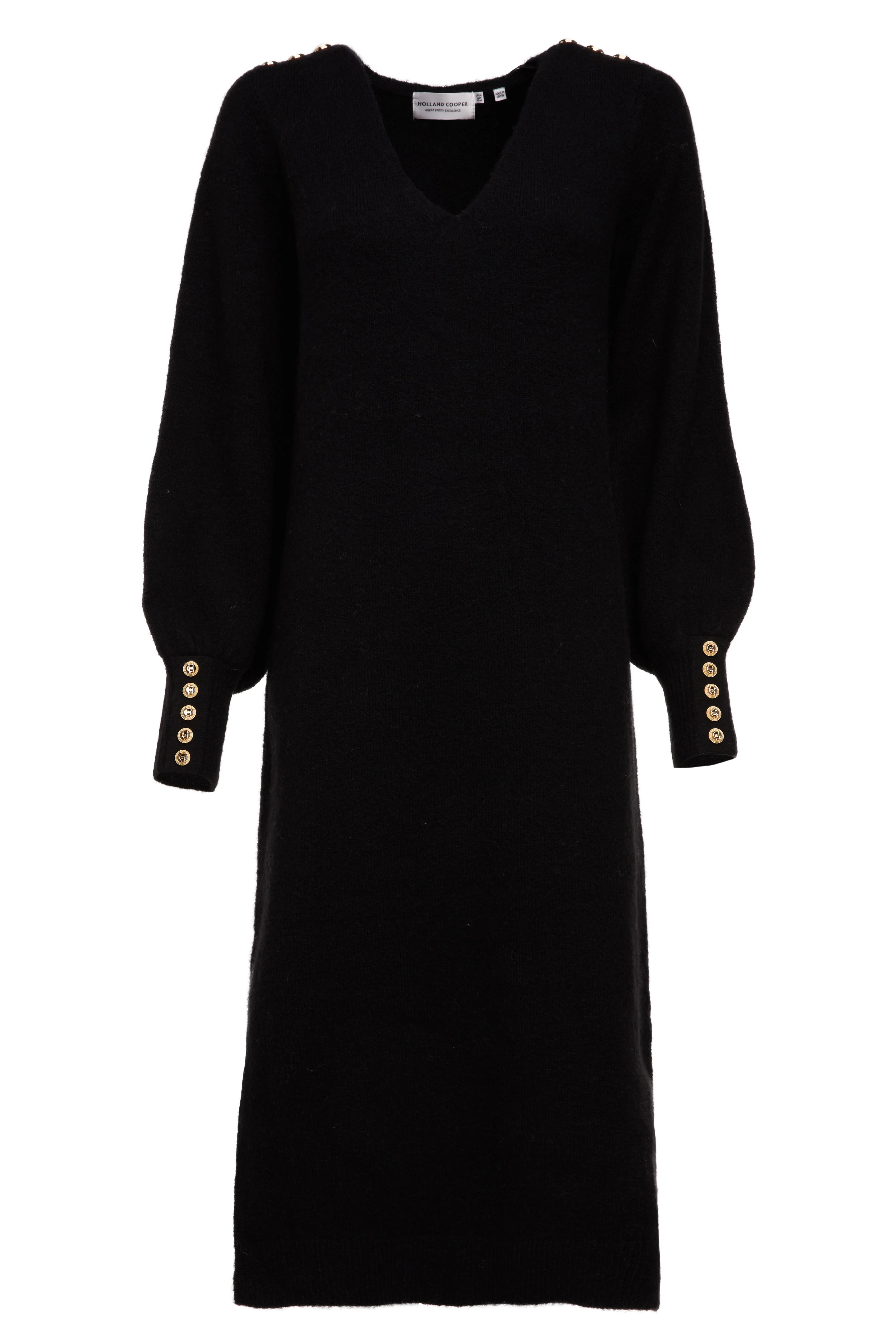 Berkeley V-Neck Dress (Black) - Image 4