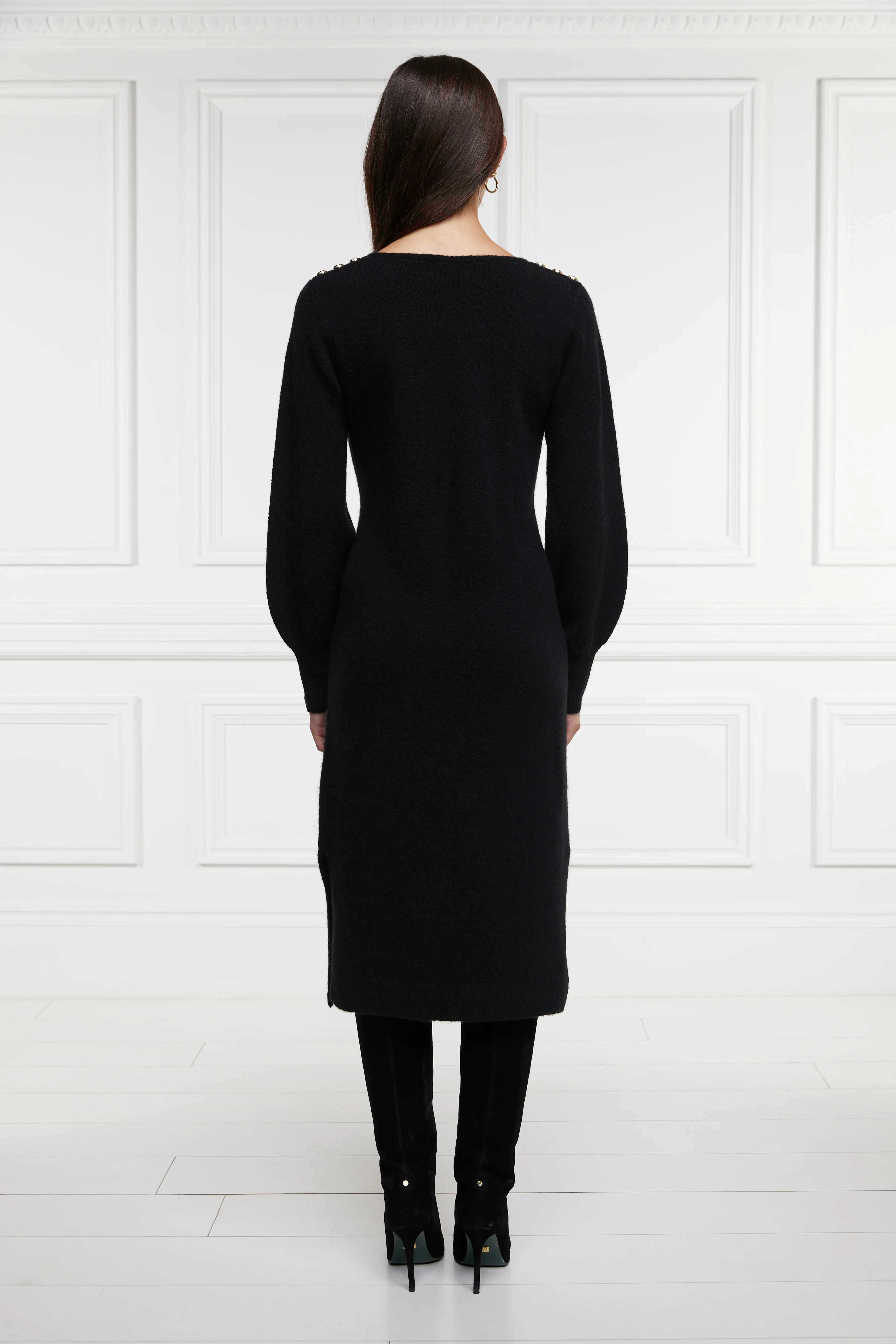 Berkeley V-Neck Dress (Black) - Image 7