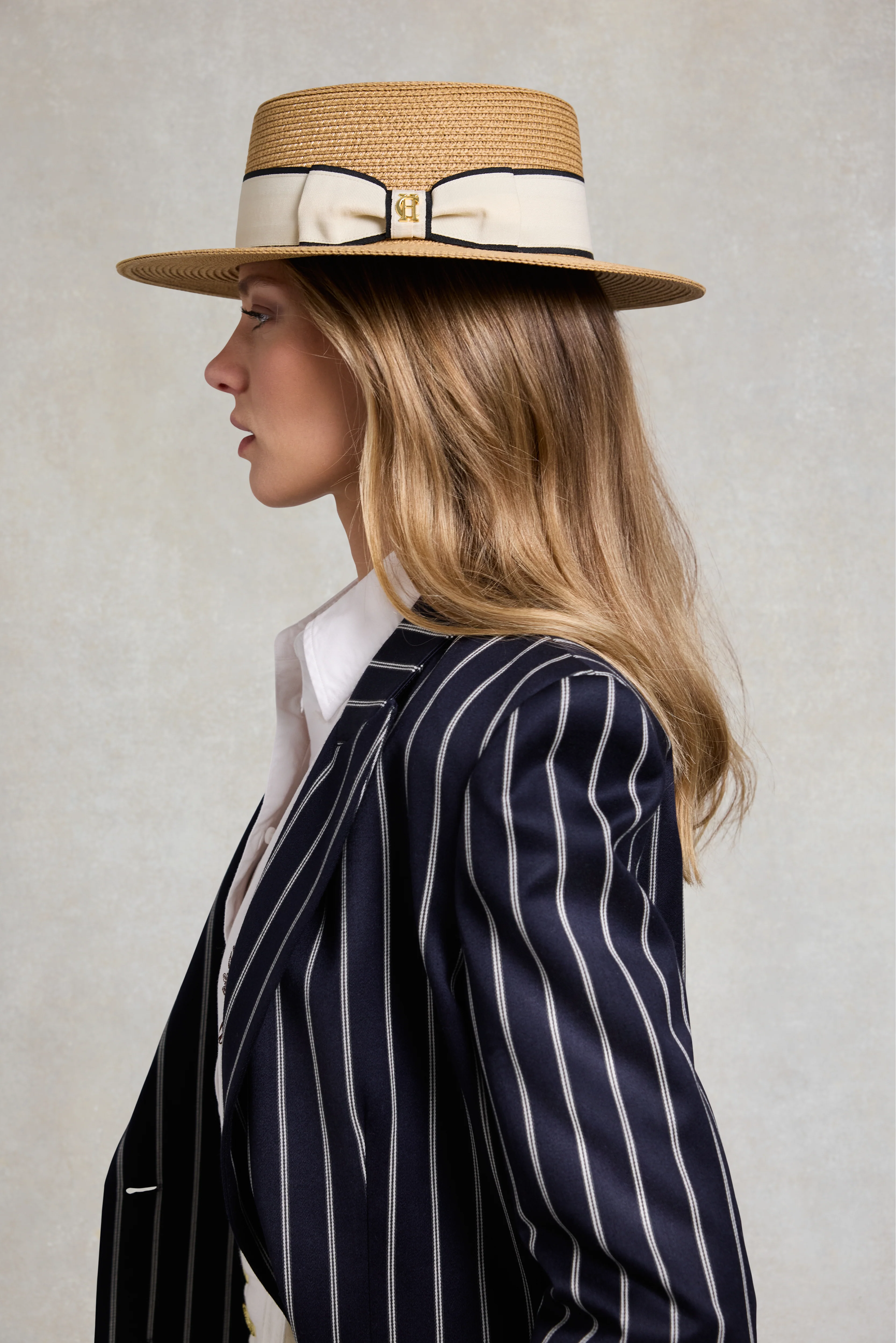 Boater Hat (Camel Latte Navy) - Image 3