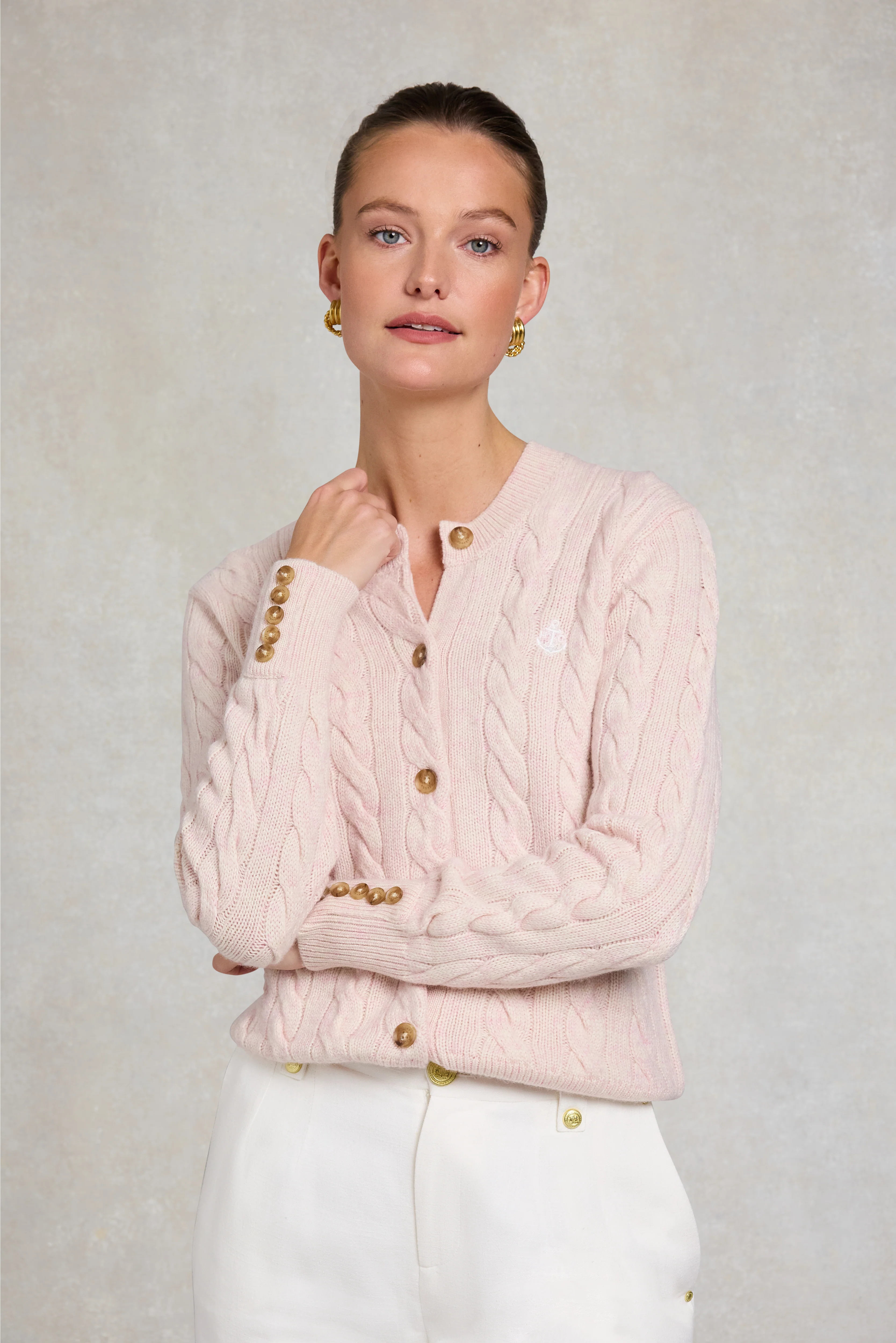 Bourton Cardigan (Palest Pink)