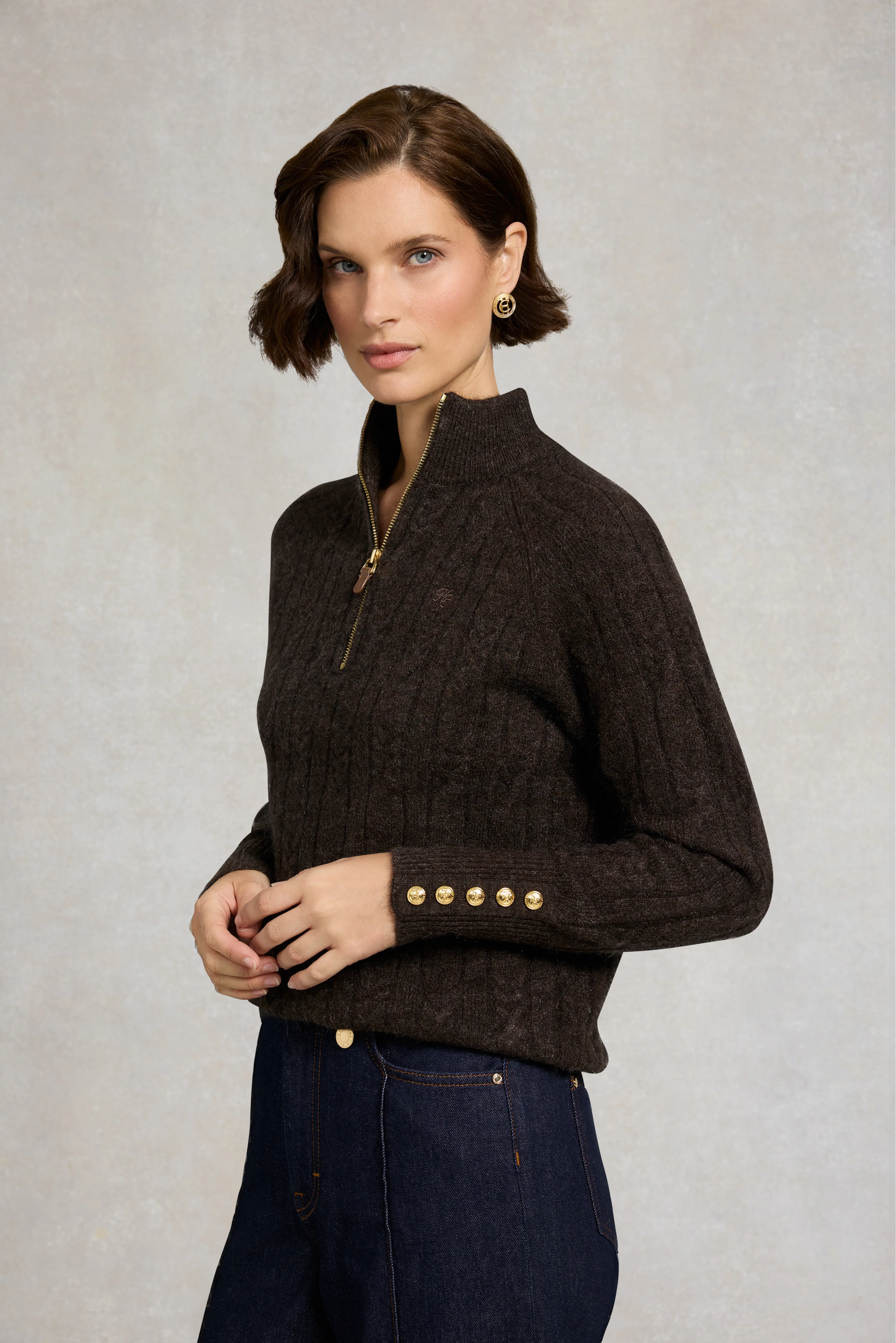 Bridget Quarter Zip Knit (Chocolate) - Image 6