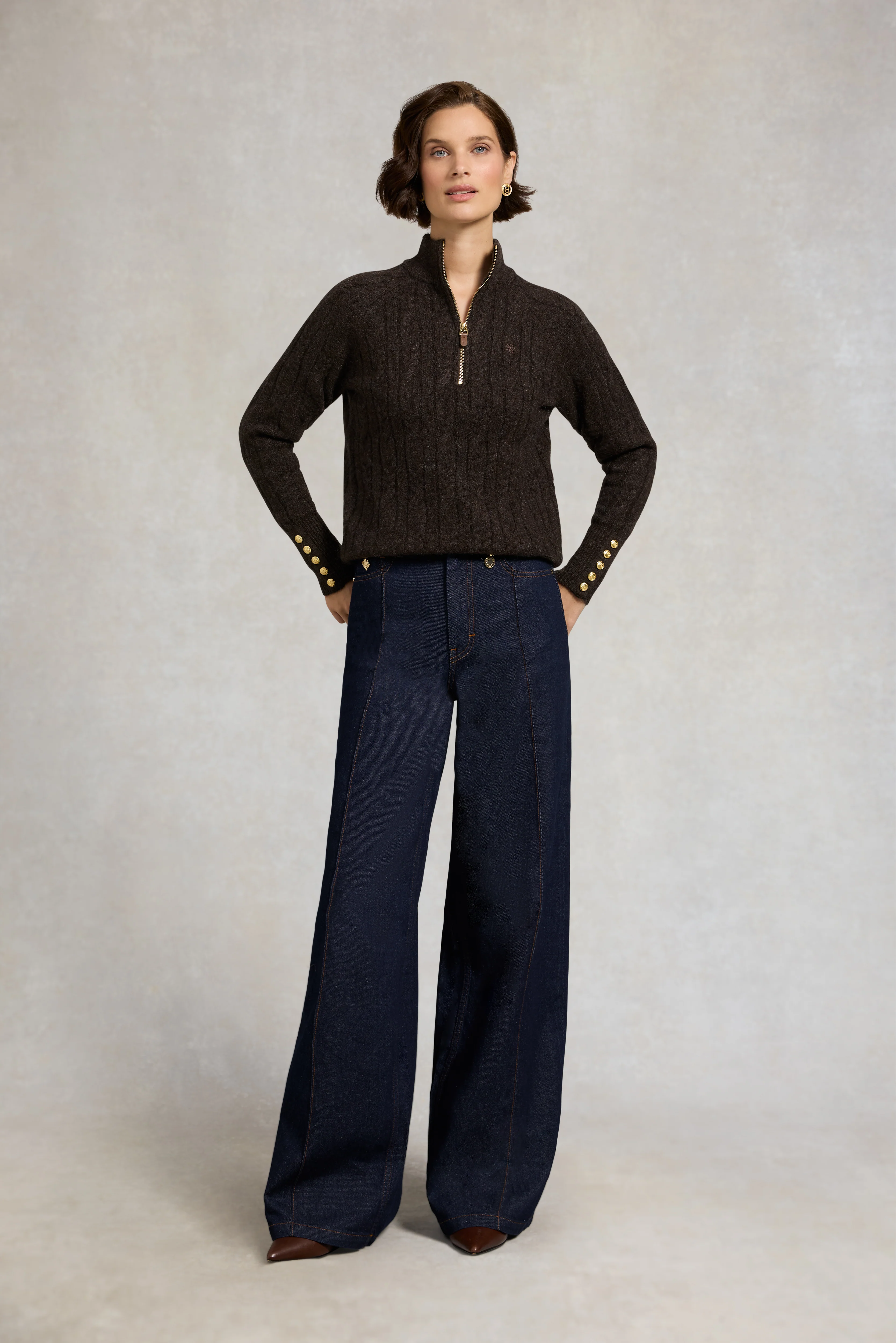 Bridget Quarter Zip Knit (Chocolate) - Image 9