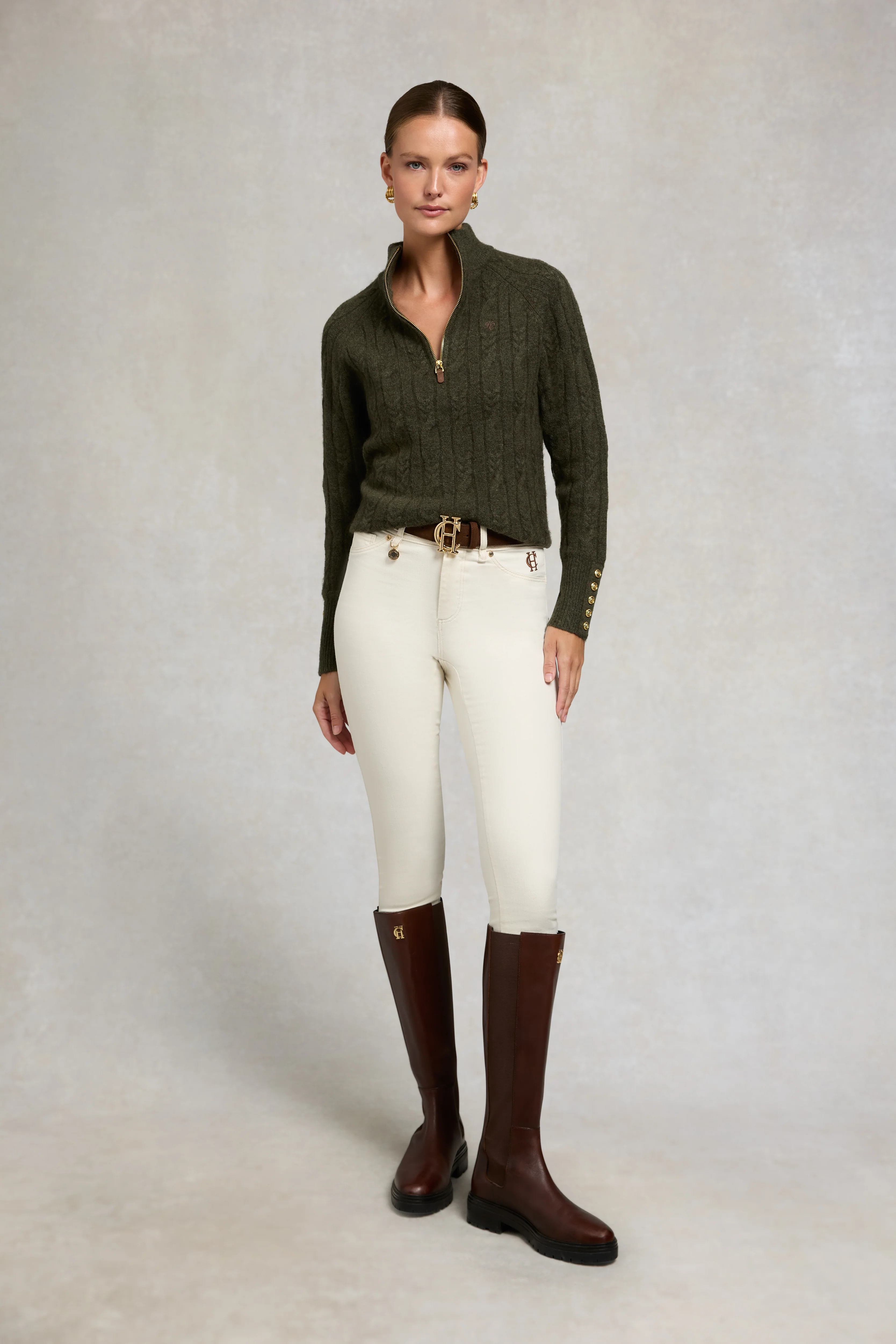 Bridget Quarter Zip Knit (Forest Green) - Image 5