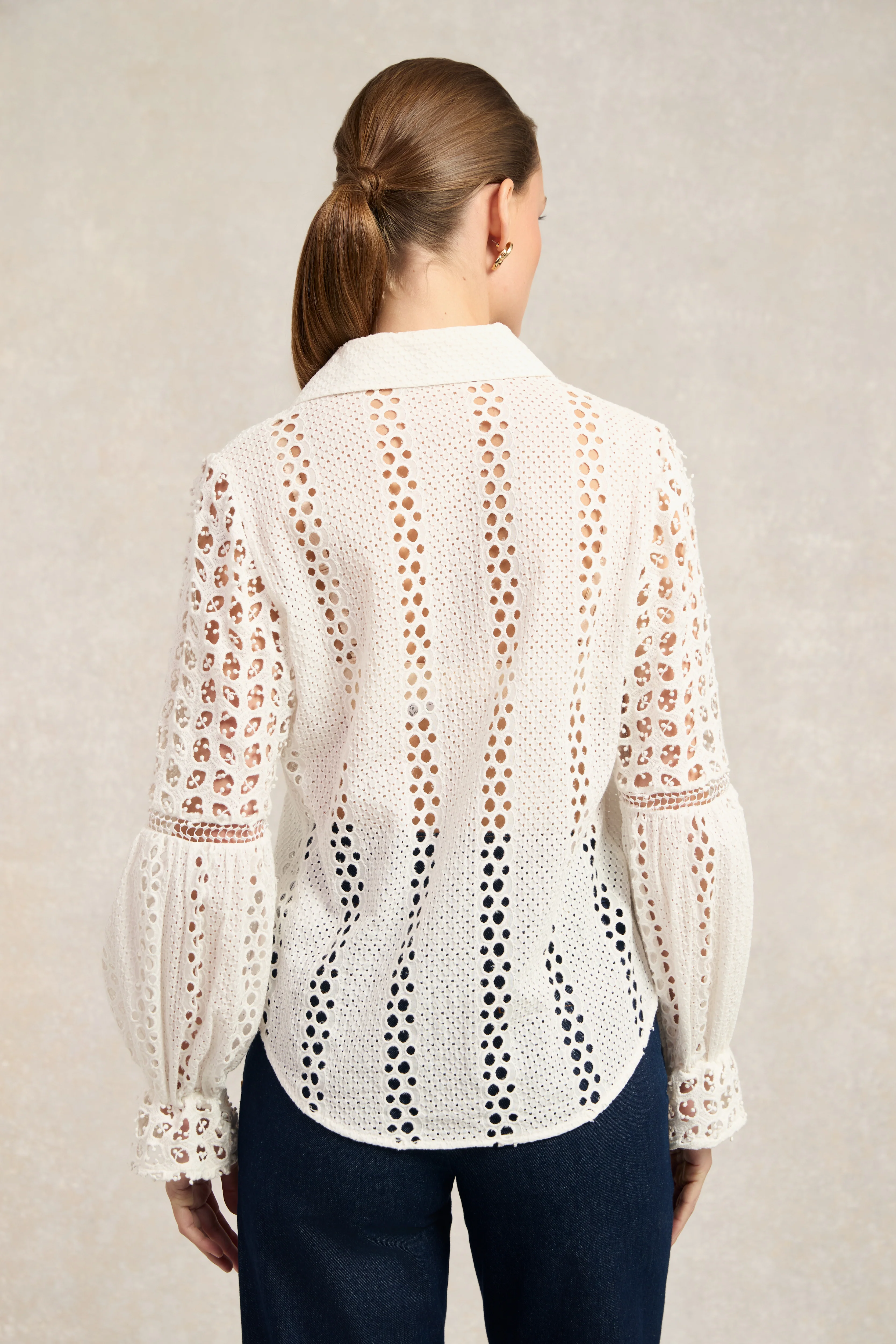Broderie Lace Shirt (White) - Image 5