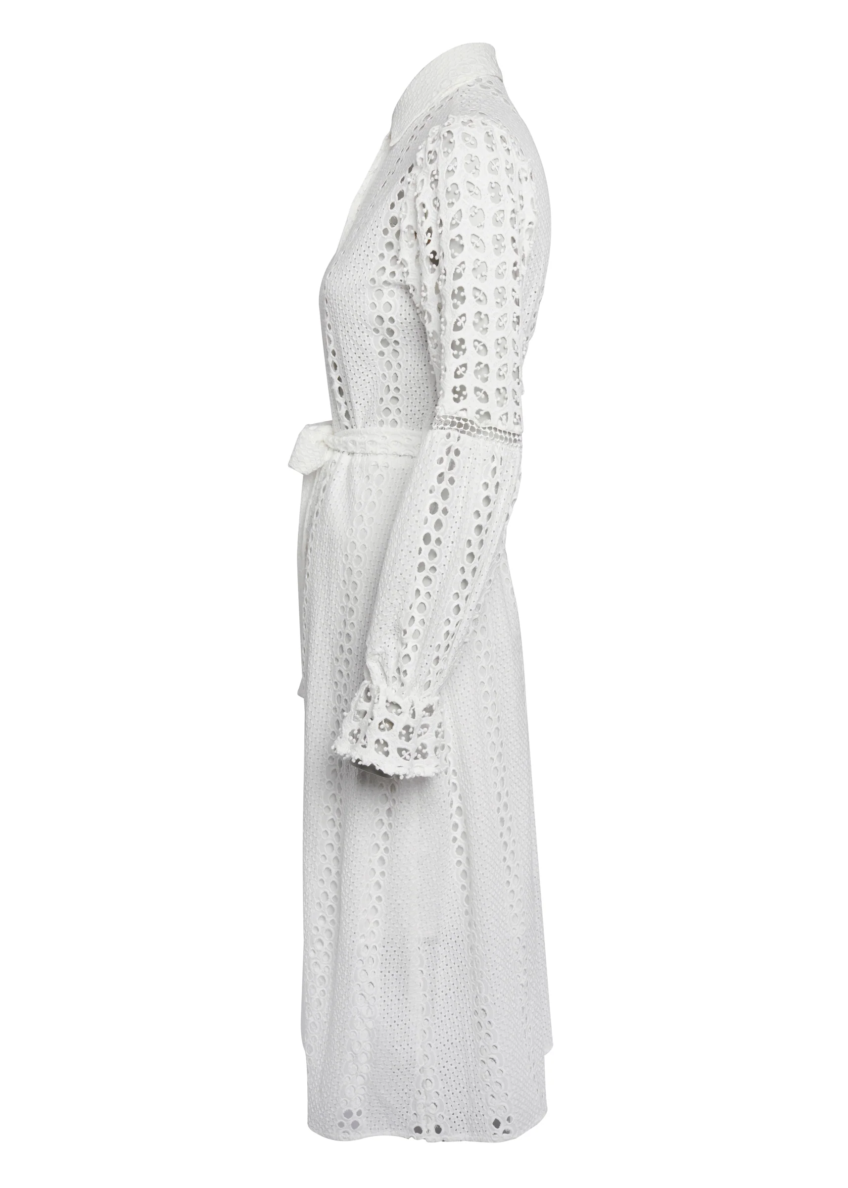 Broderie Lace Tie Midi Dress (White) - Image 10