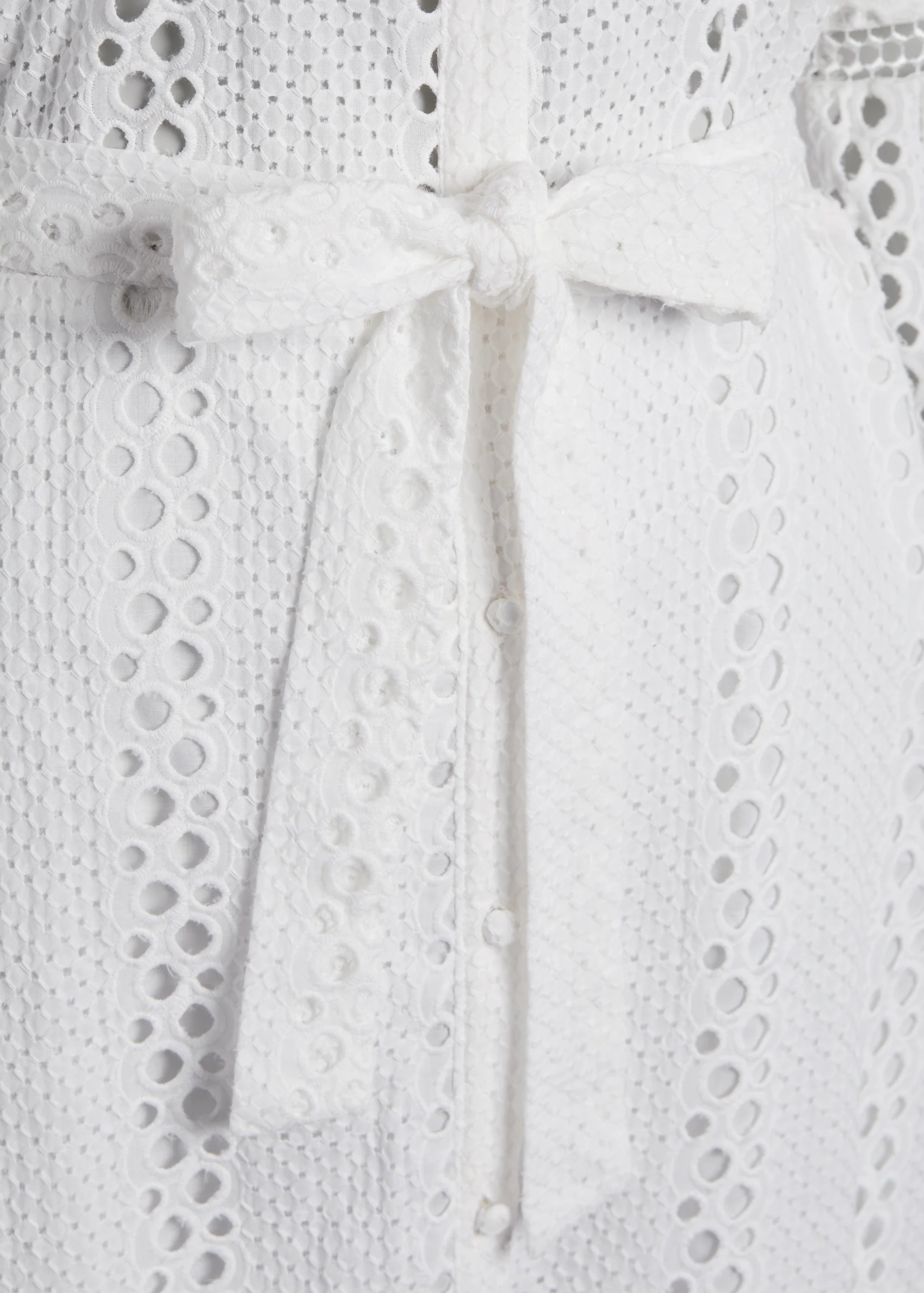 Broderie Lace Tie Midi Dress (White) - Image 11