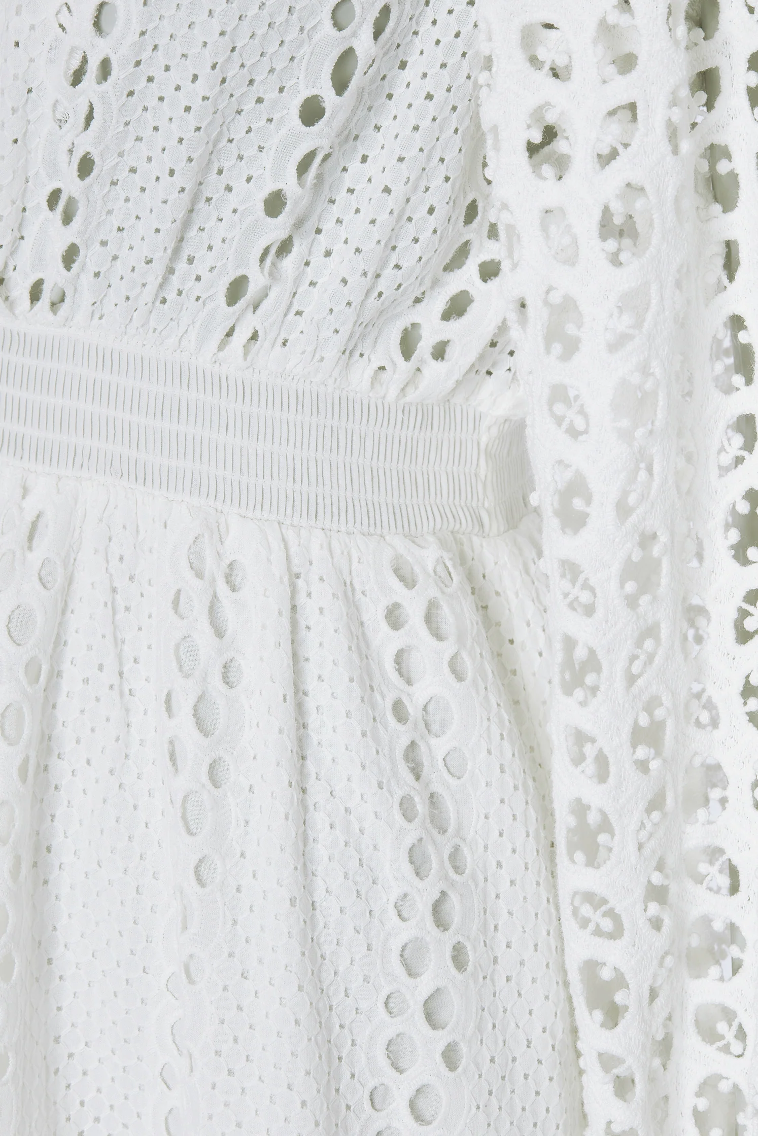 Broderie Lace V-Neck Midi Dress (White) - Image 9