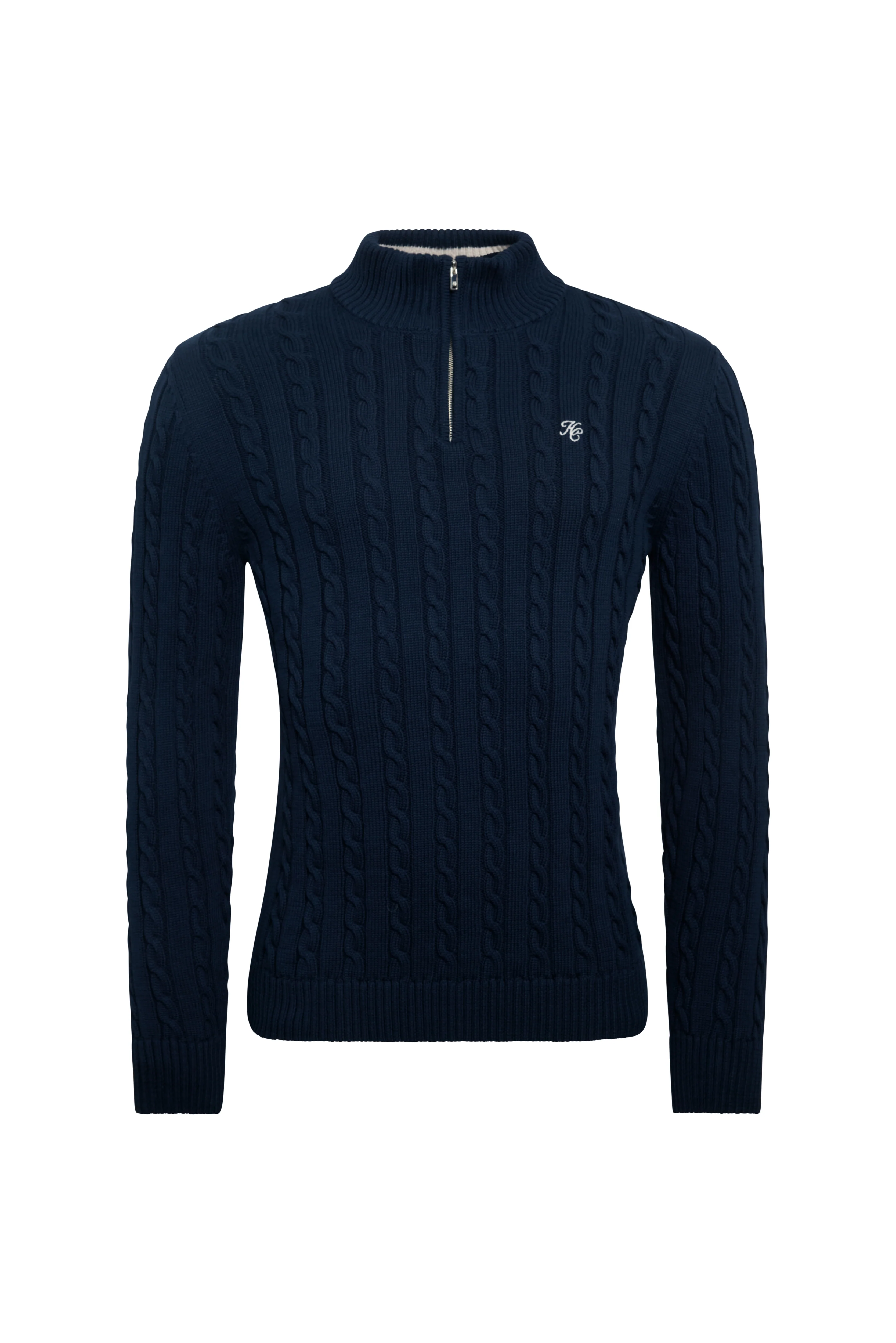 Men's Cable Quarter Zip Knit (Ink Navy) - Image 6