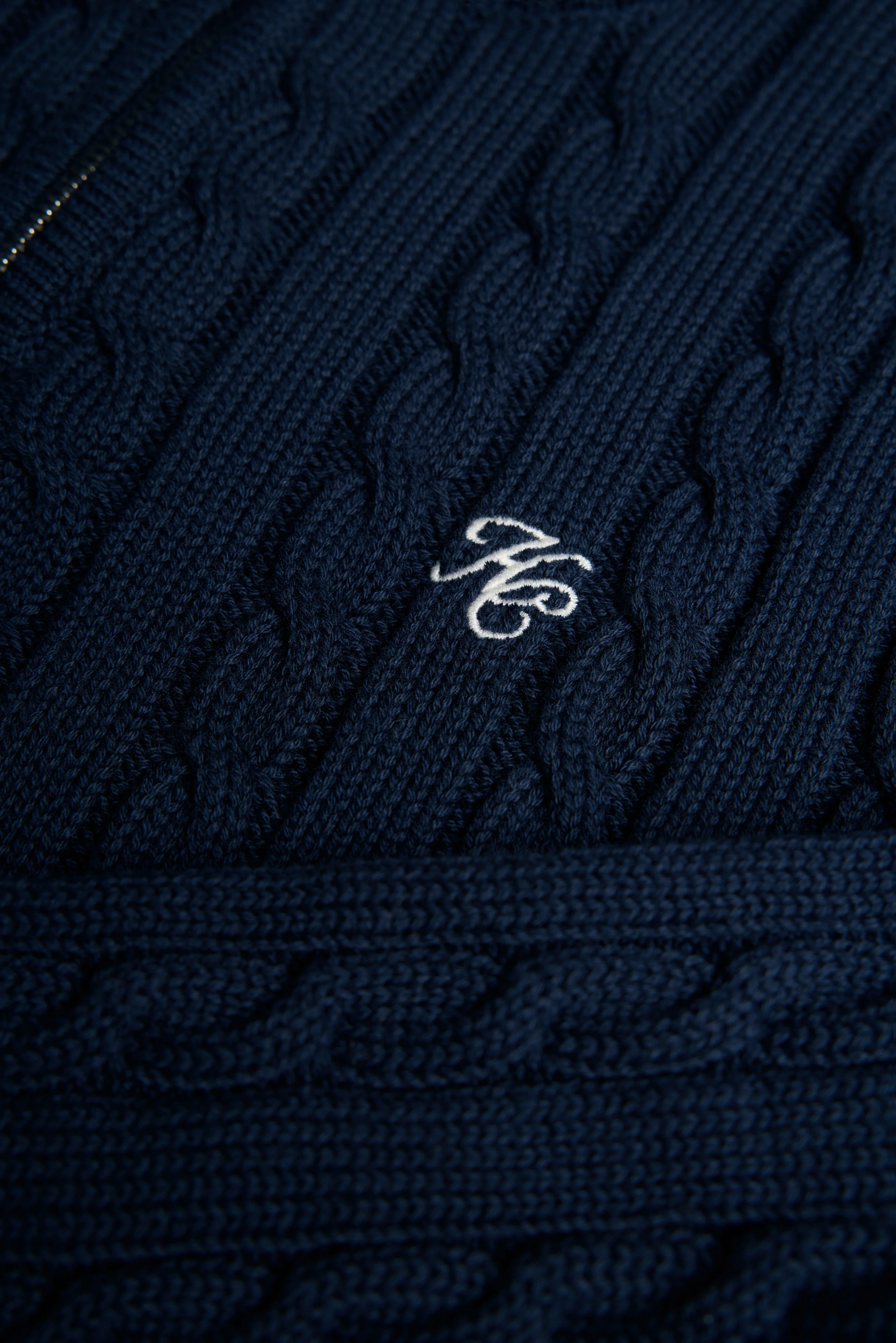 Men's Cable Quarter Zip Knit (Ink Navy) - Image 8