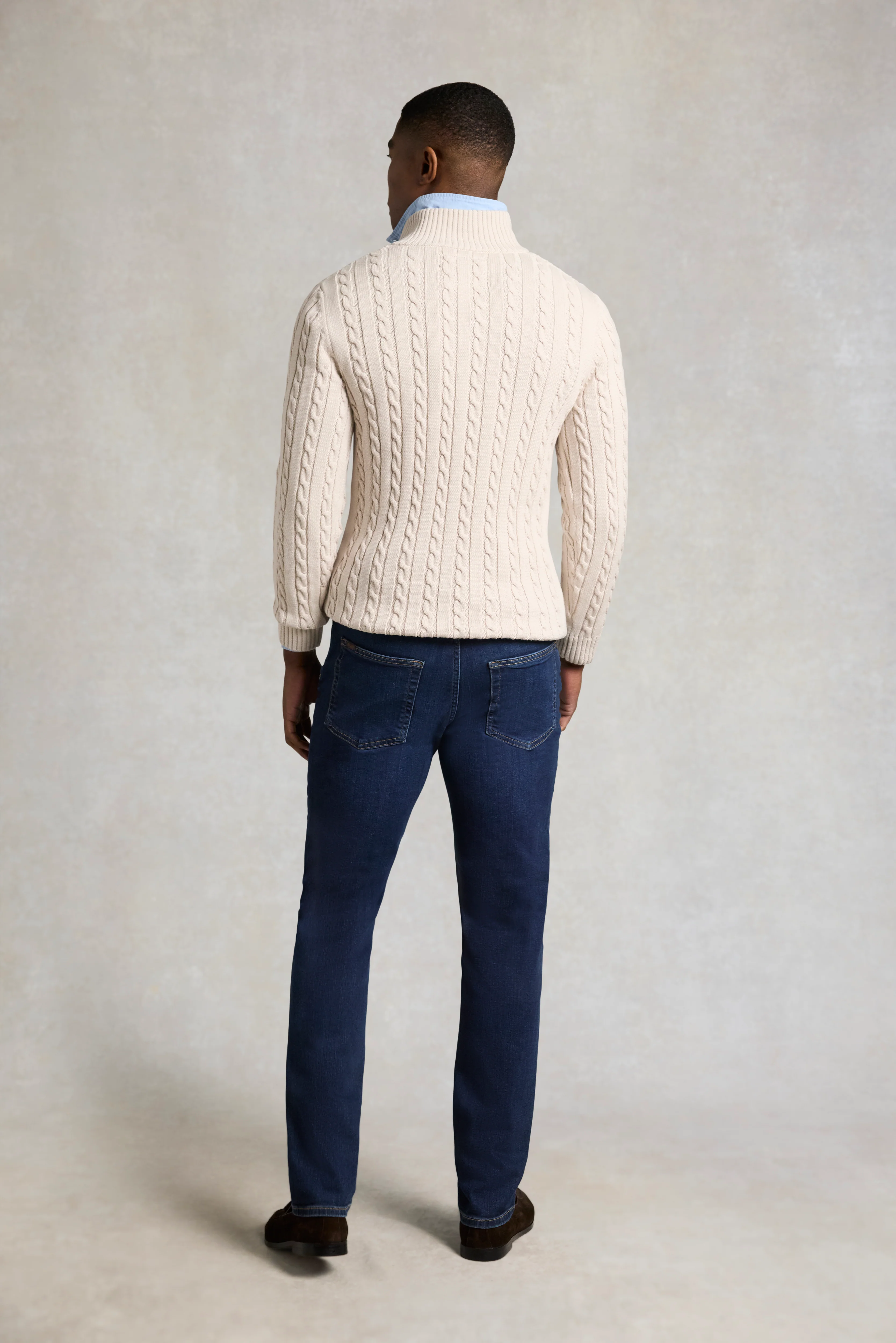 Men's Cable Quarter Zip Knit (Stone) - Image 4