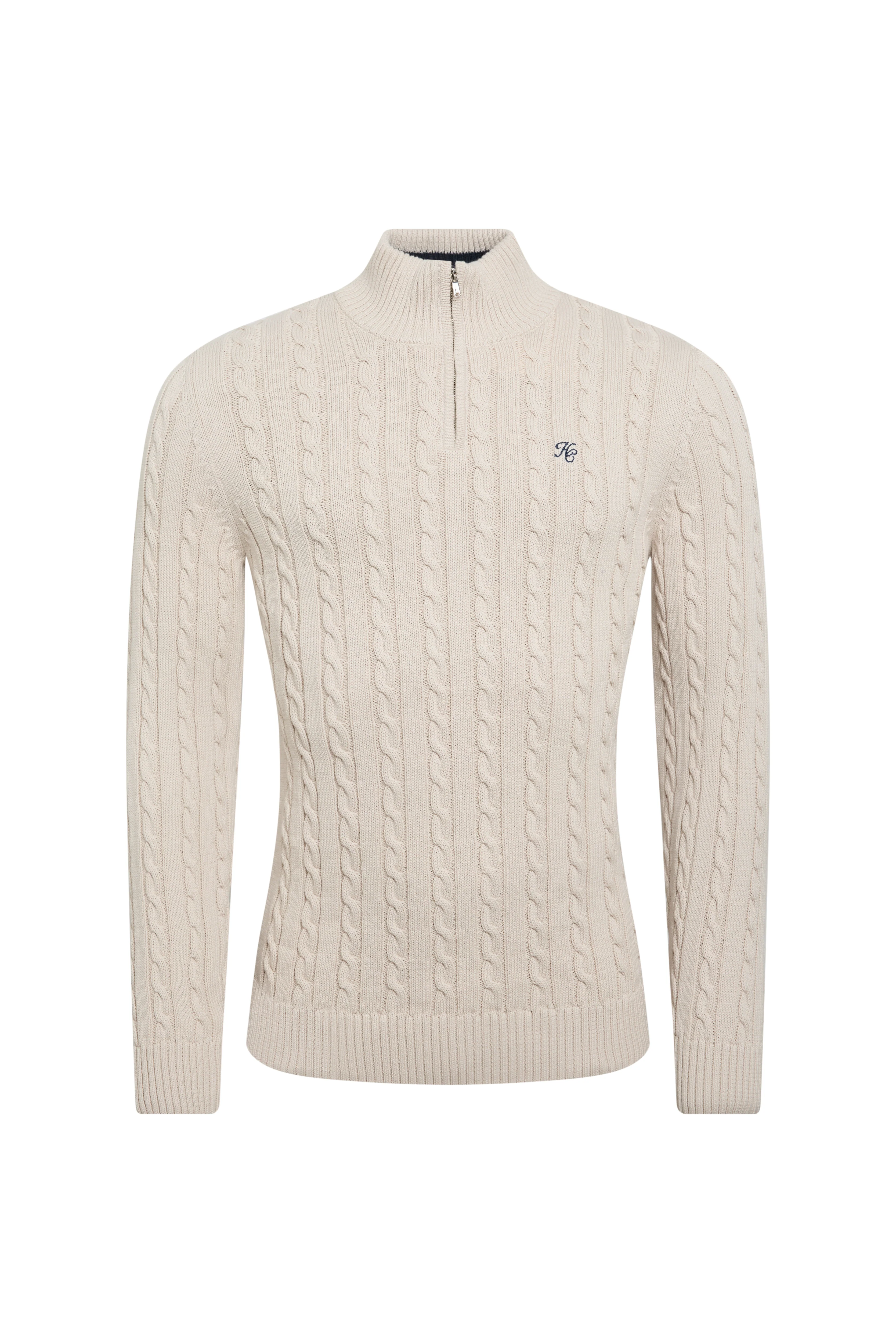 Men's Cable Quarter Zip Knit (Stone) - Image 7