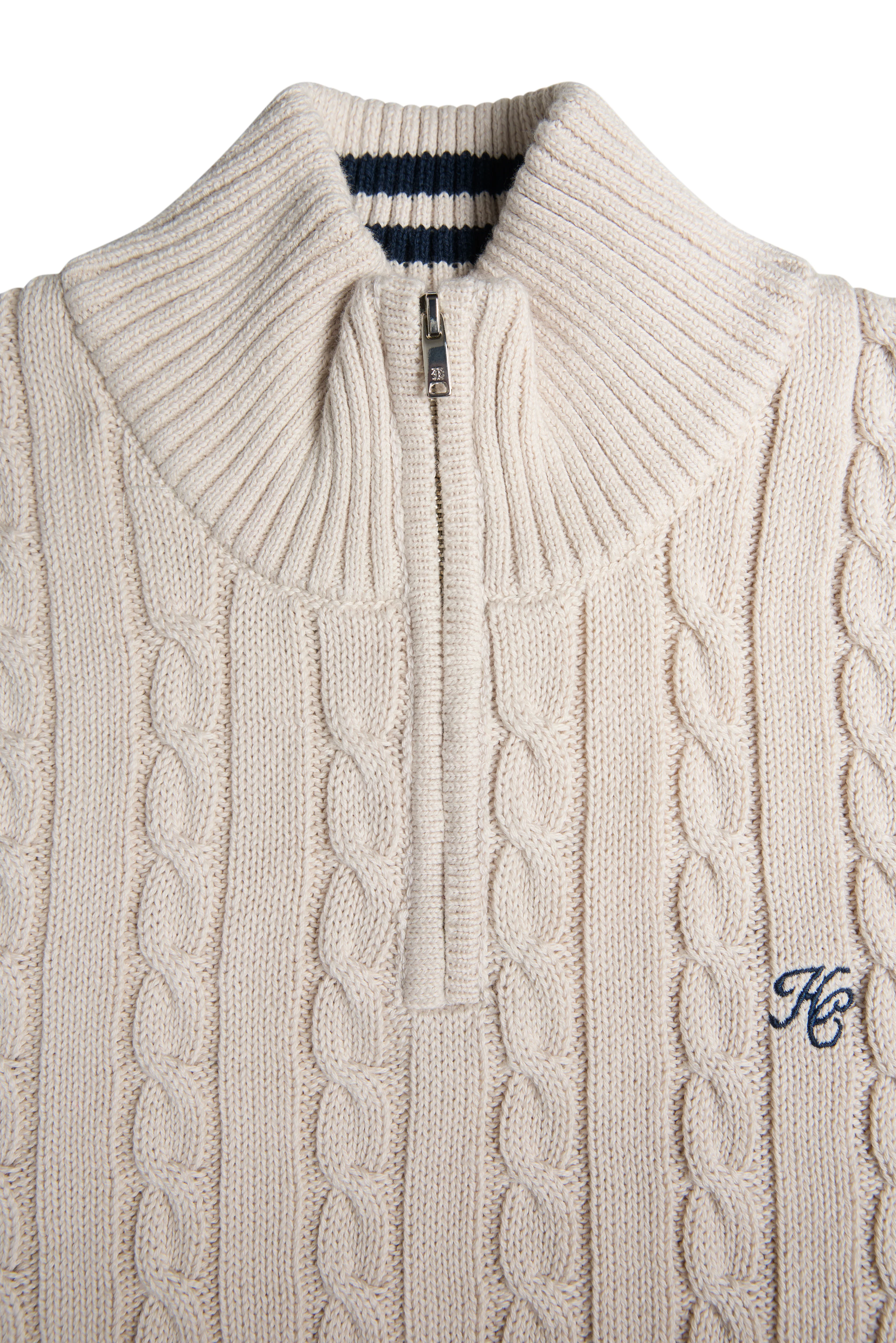 Men's Cable Quarter Zip Knit (Stone) - Image 8
