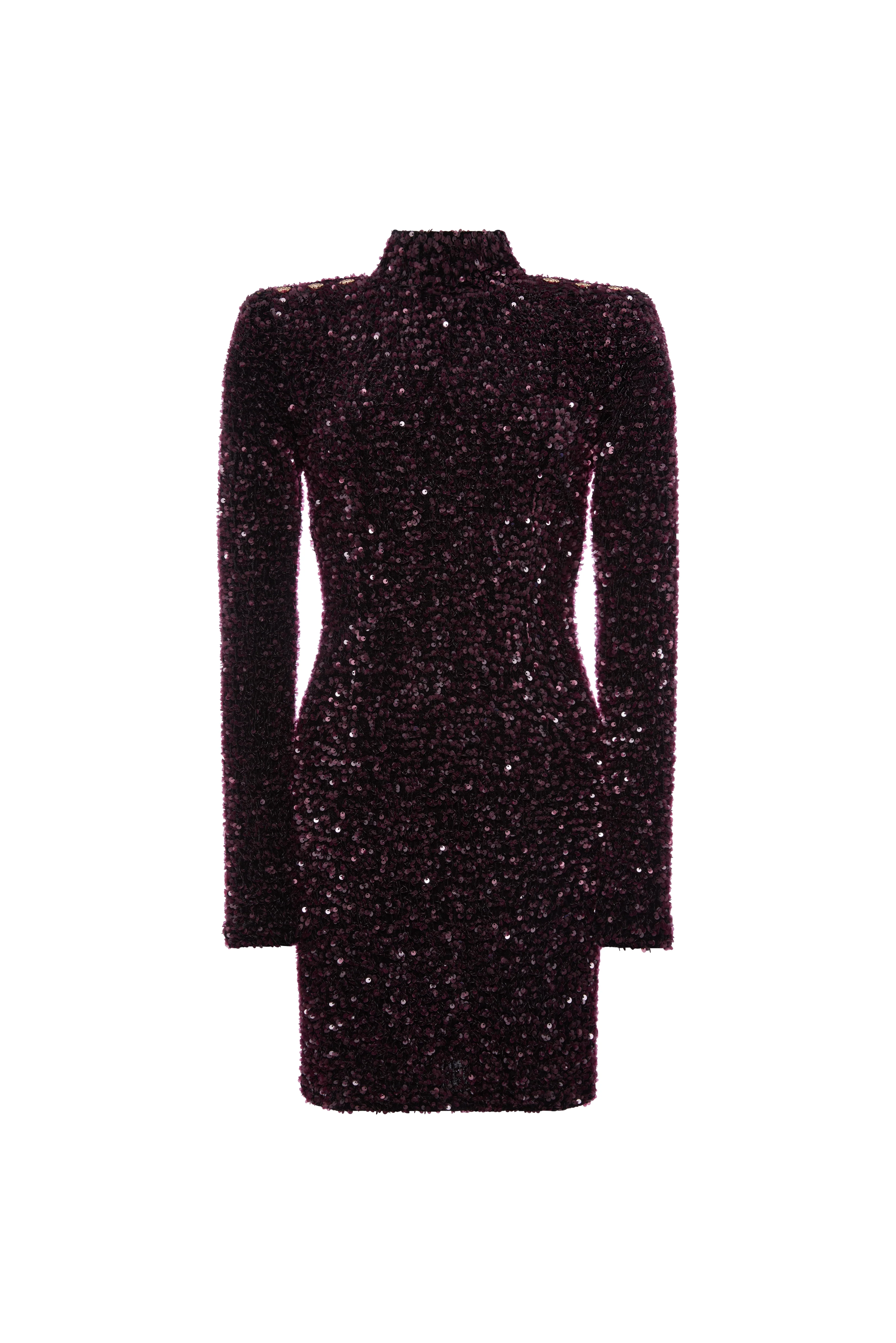 Cara Sequin Mini Dress (Burgundy) - Image 7