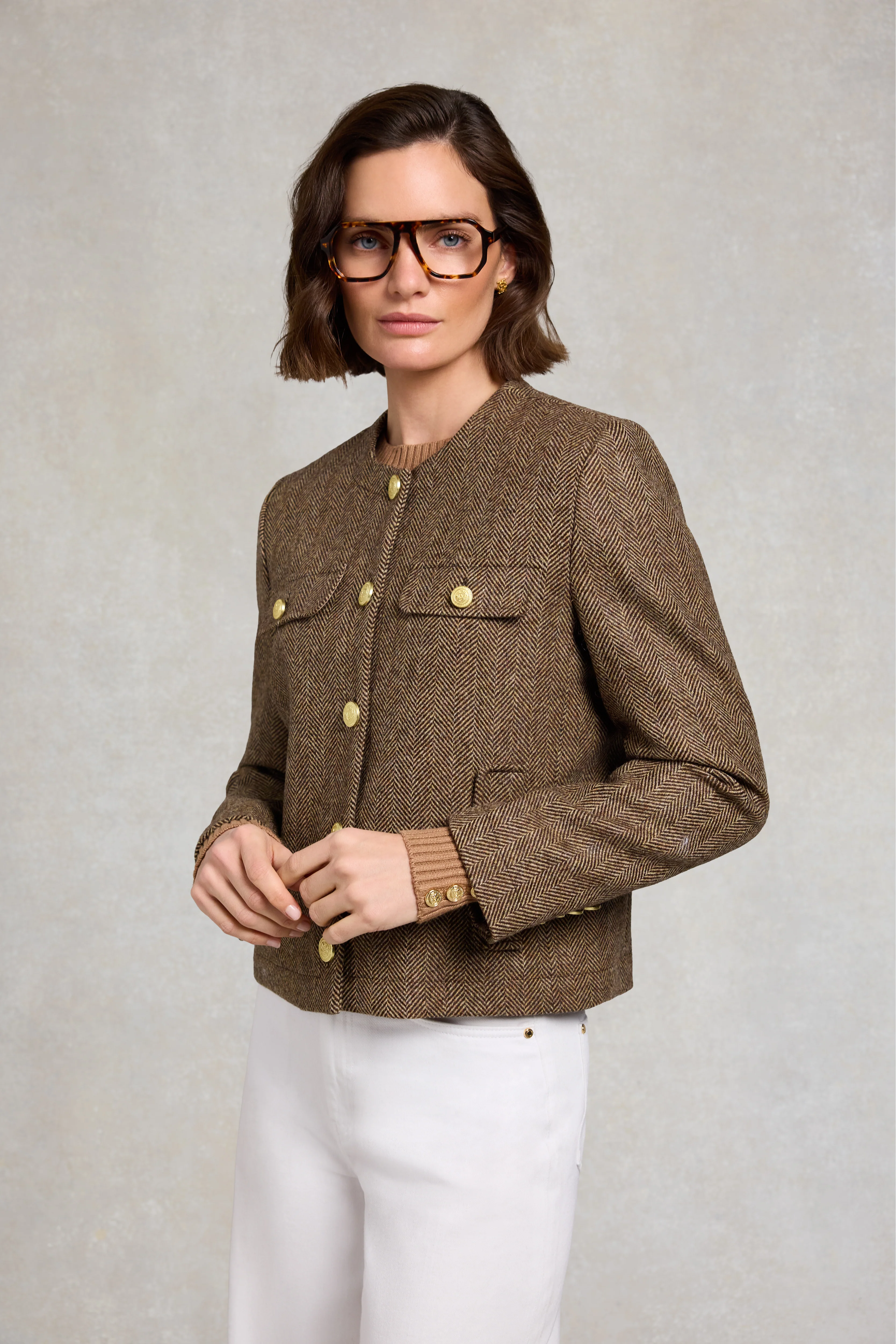 Chelsea Jacket (Large Scale Brown Herringbone) - Image 2