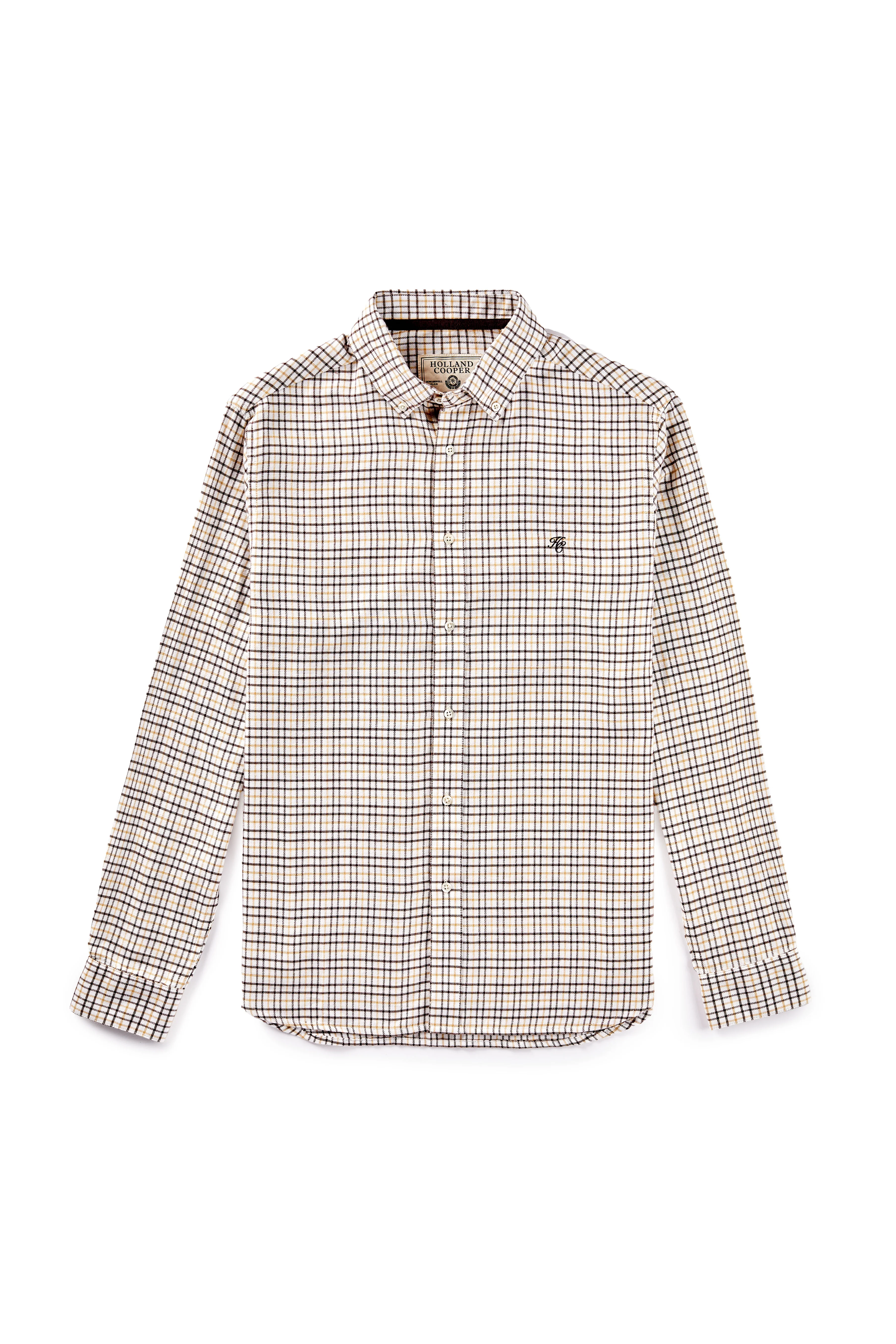 Classic Button Down Shirt (Brushed Cheltenham Camel Check) - Image 4