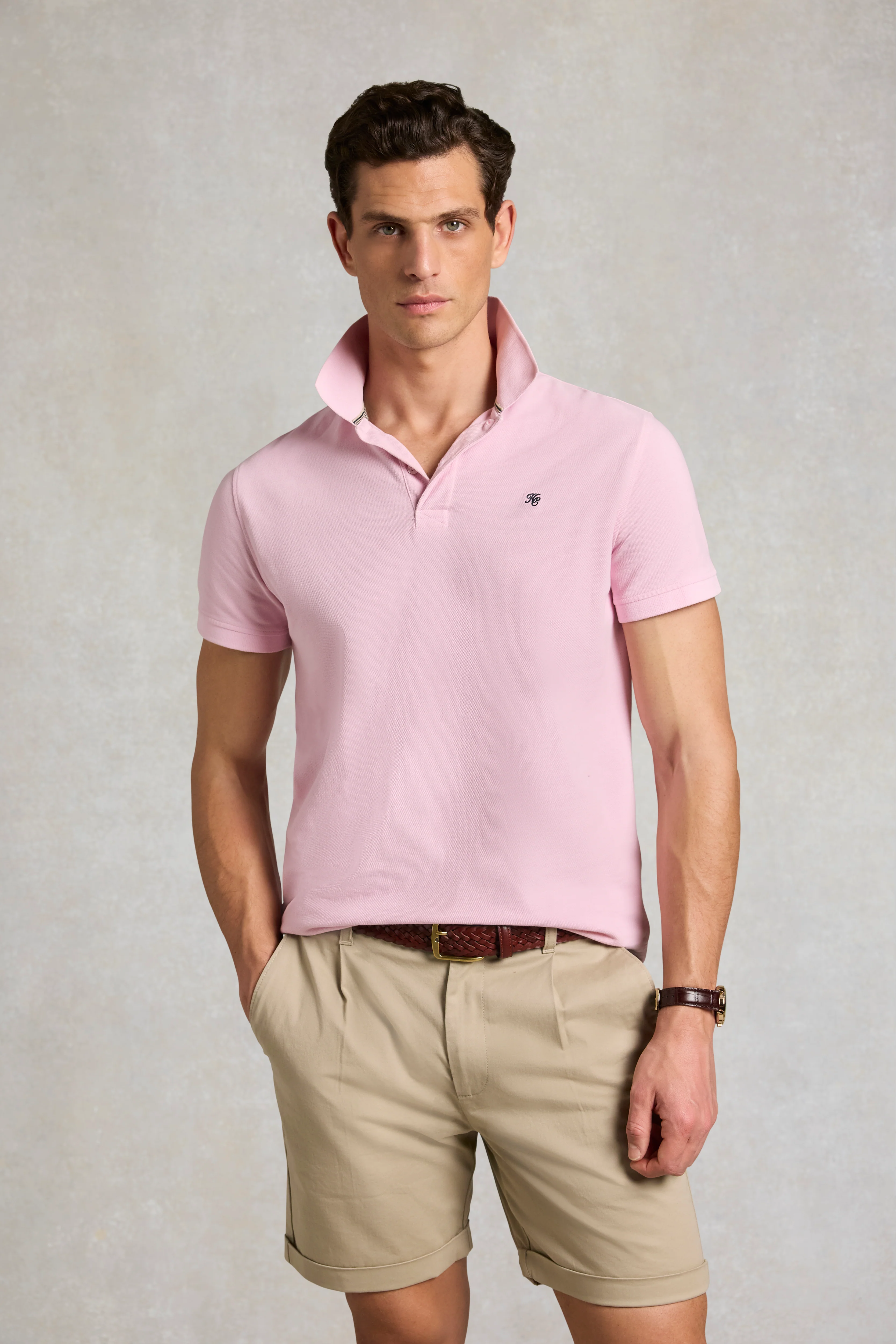 Men's Classic Short Sleeve Polo Shirt (Pink)