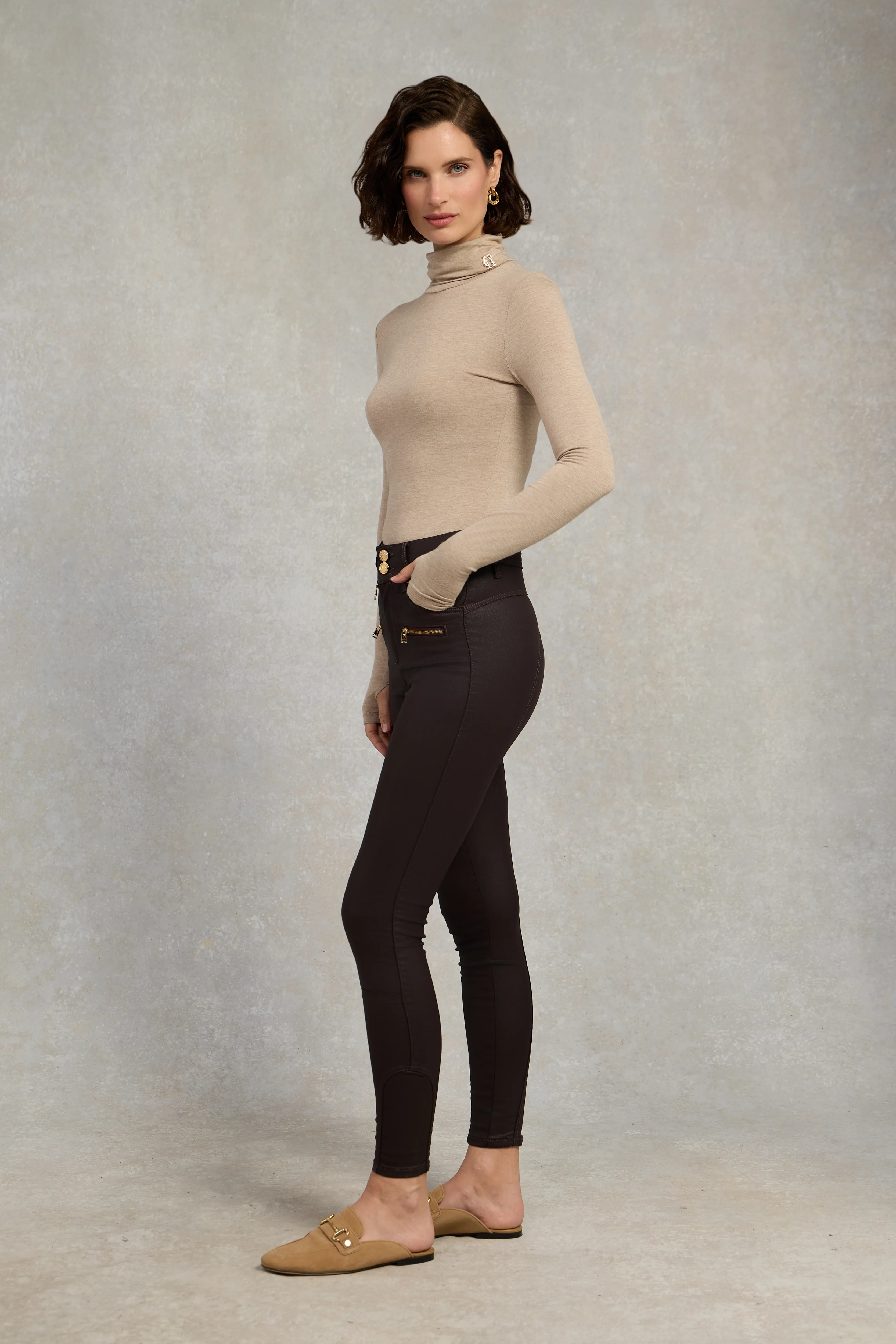 Coated Jodhpur Jean (Chocolate) - Image 7