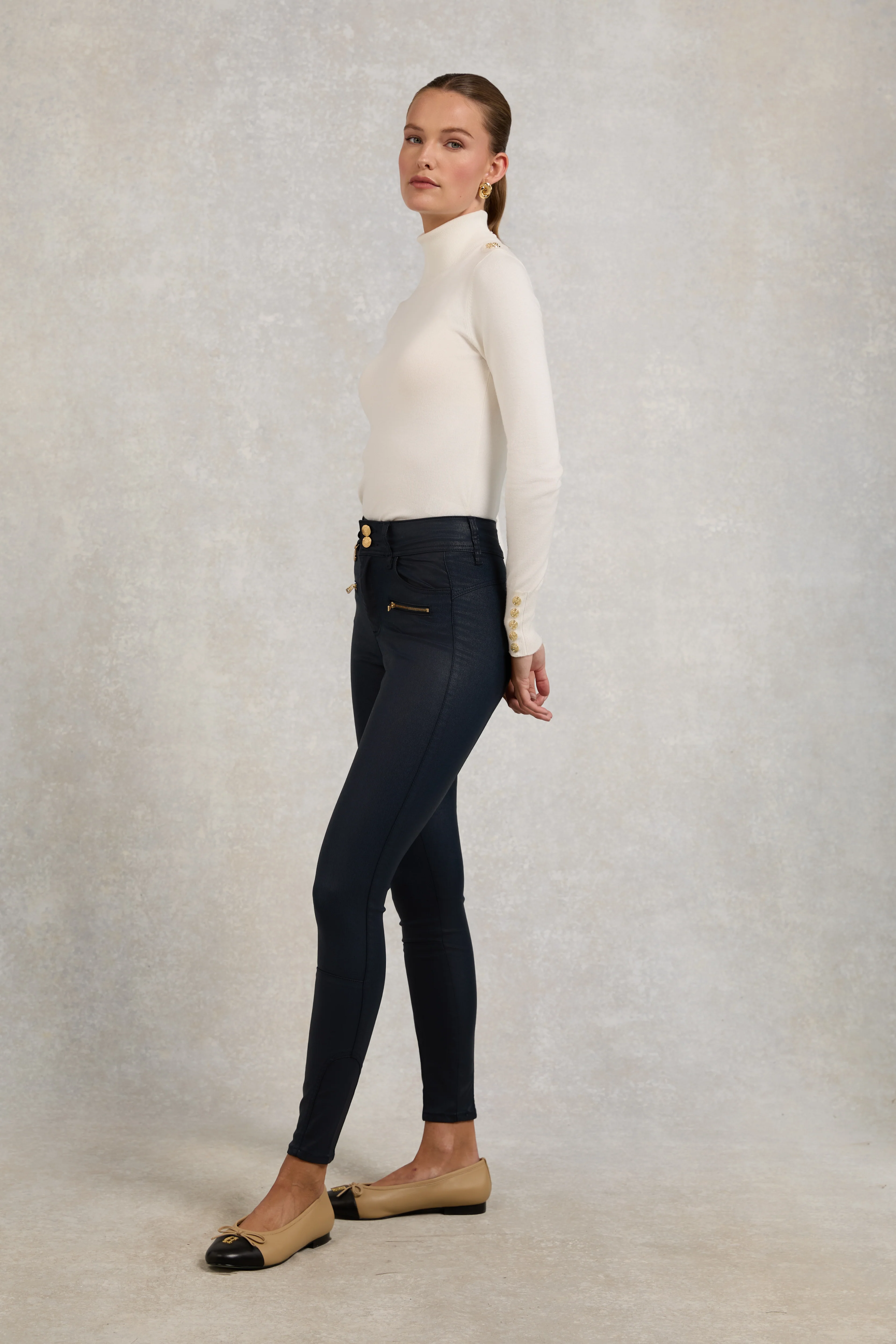Coated Jodhpur Jean (Navy) - Image 3