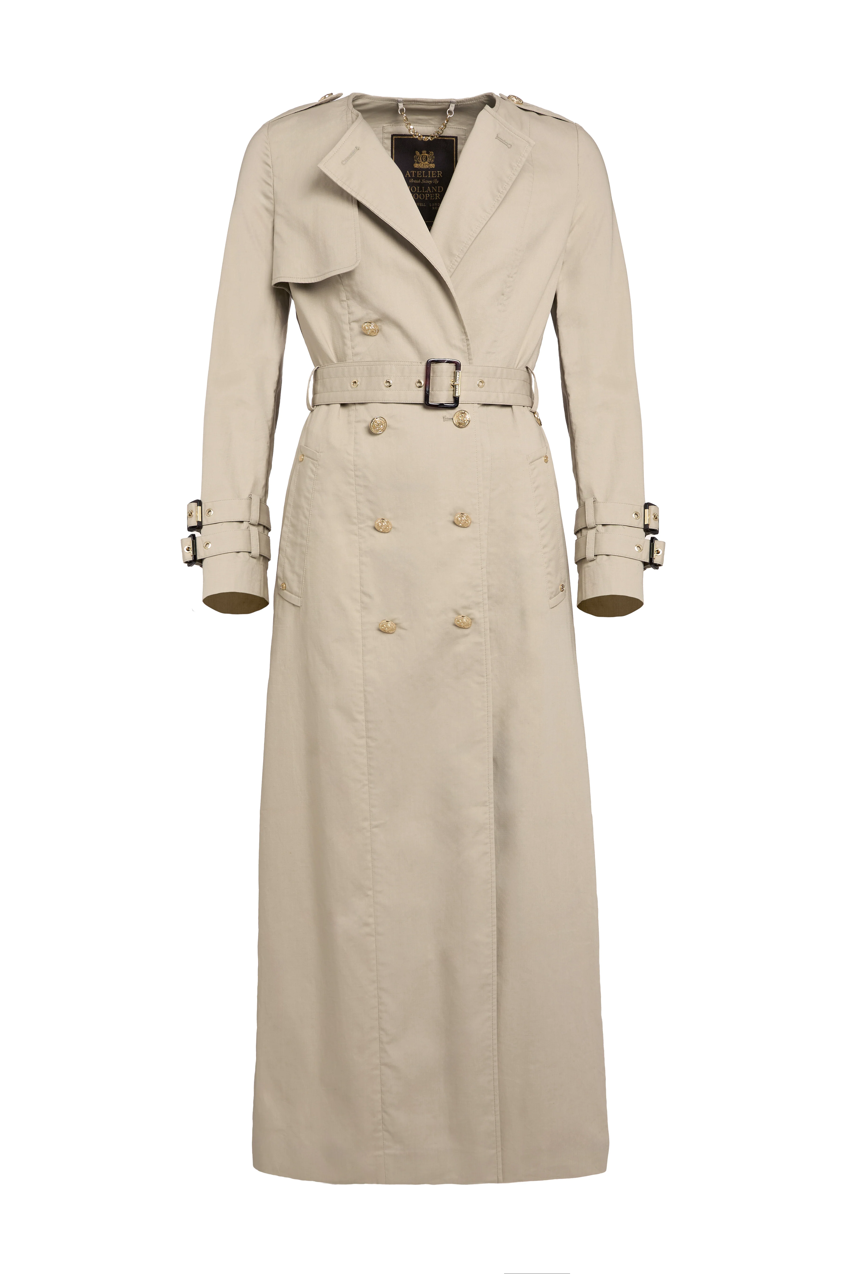Collarless Trench Coat (French Grey) - Image 4