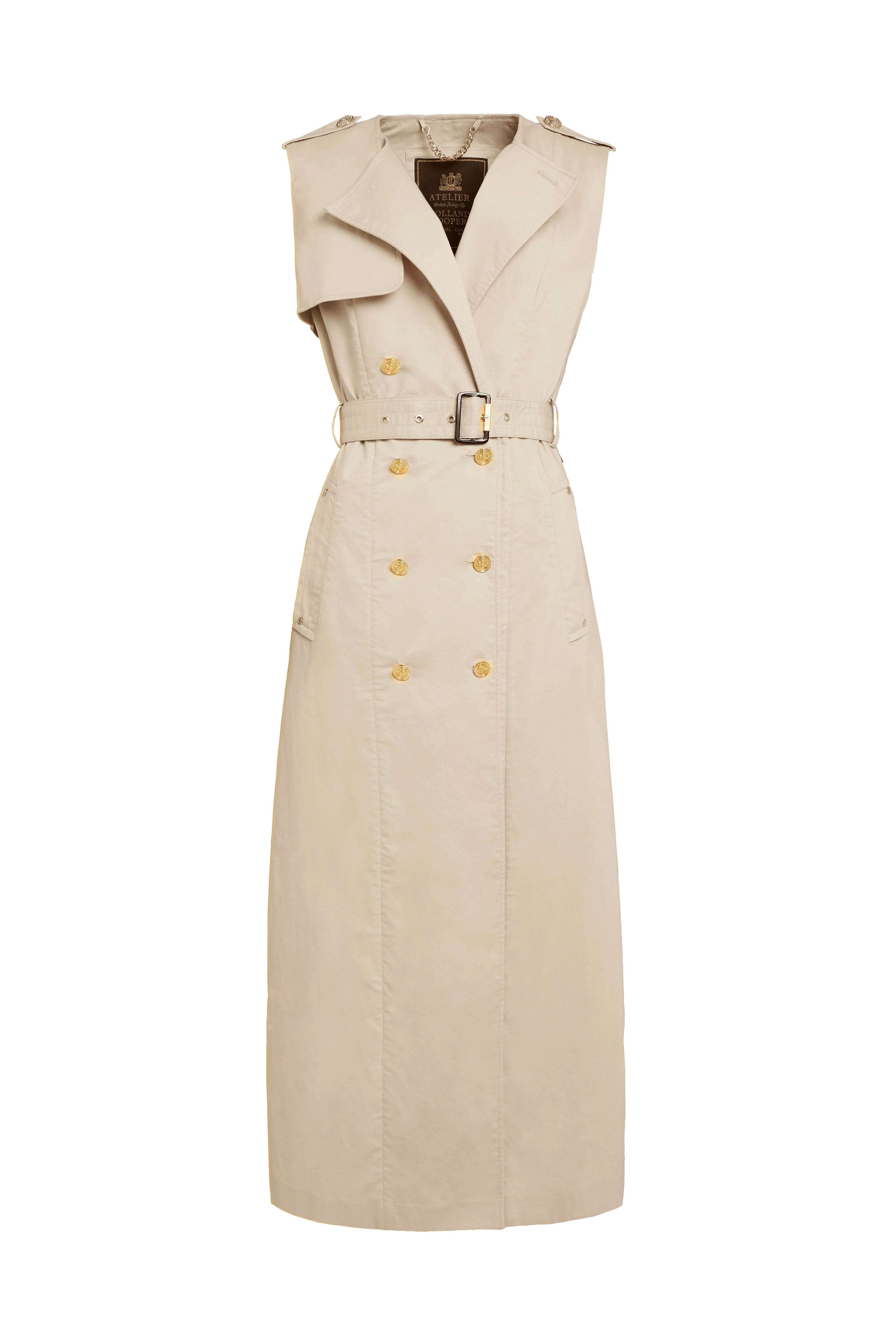 Collarless Trench Gilet (French Grey) - Image 4